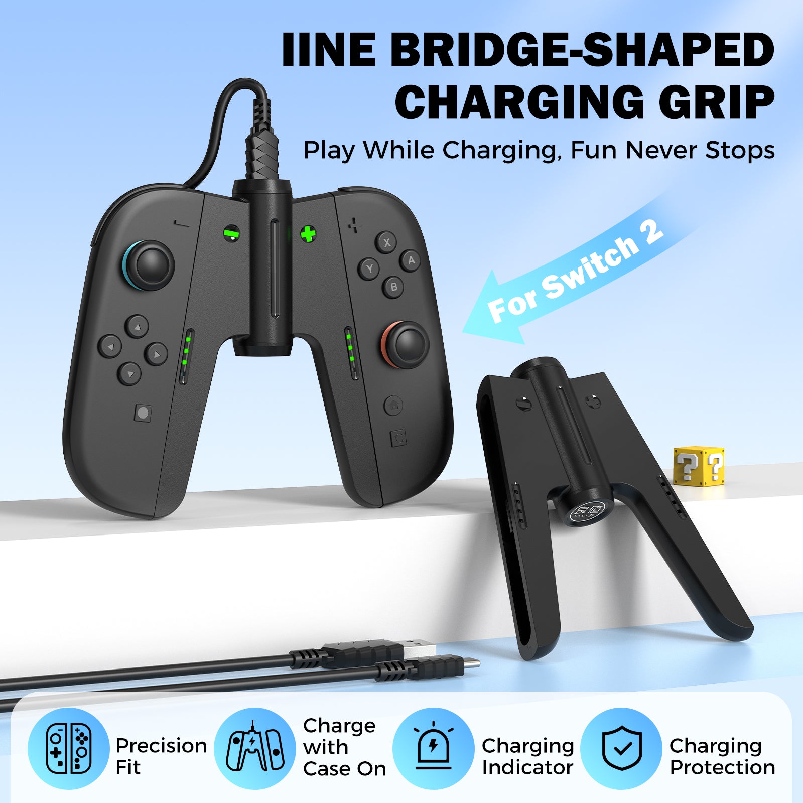 liNE Bridge-Shaped Charging Grip for Switch 2