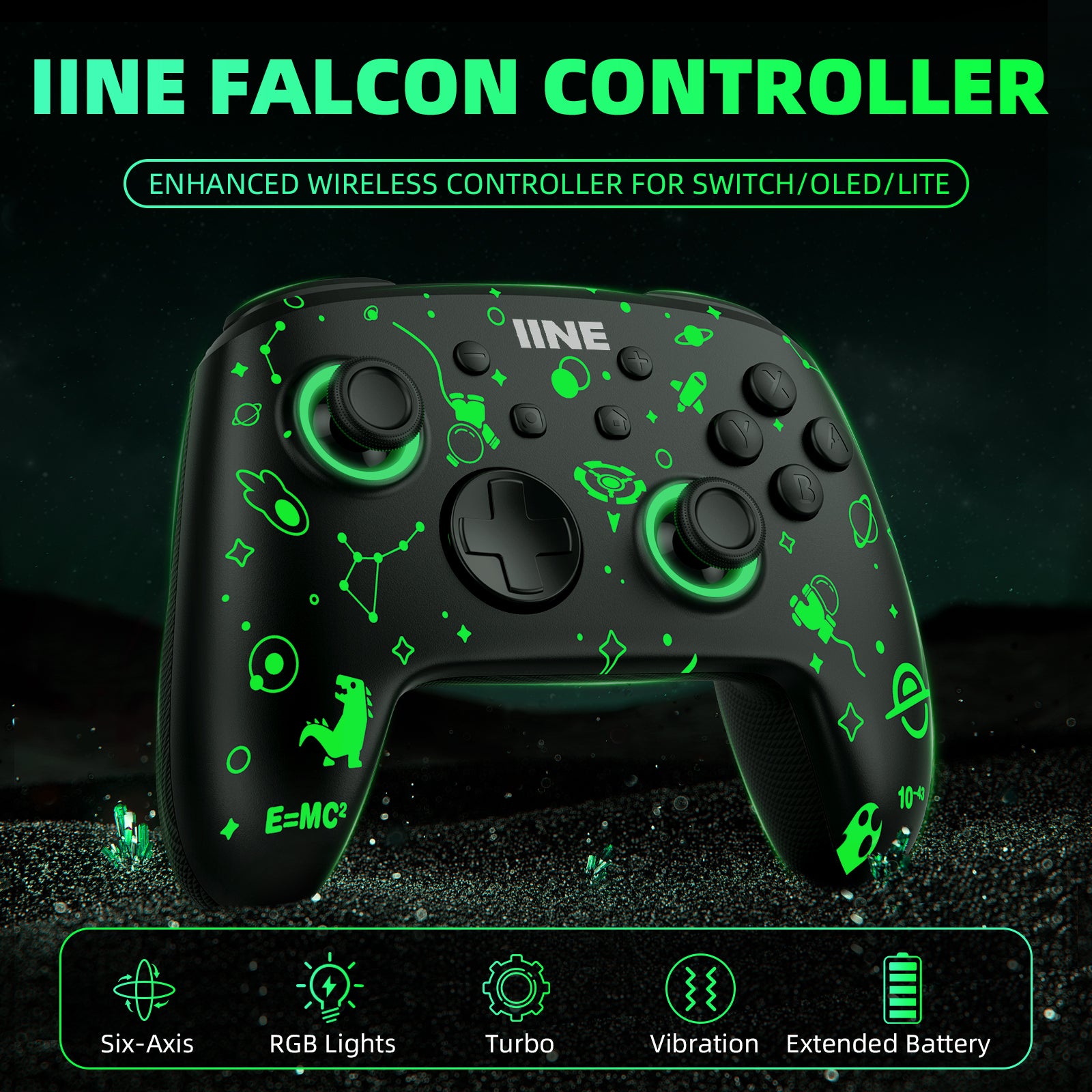 IINE Wireless Controller Wake Up Support NFC Amiibo Compatible Nintendo Switch/Switch OLED/PC Steam