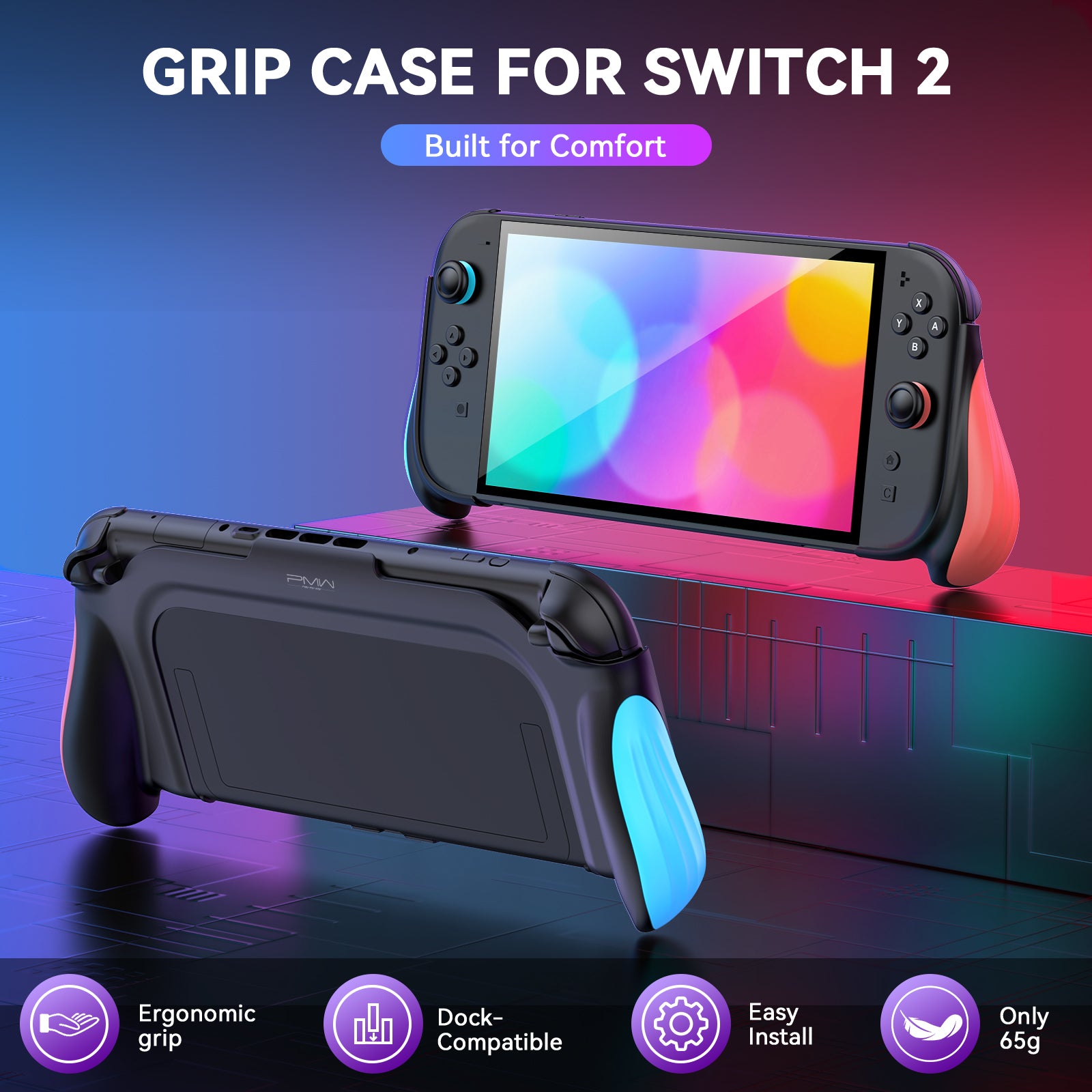 IINE Ergonomic One Piece Grip Case for Switch 2