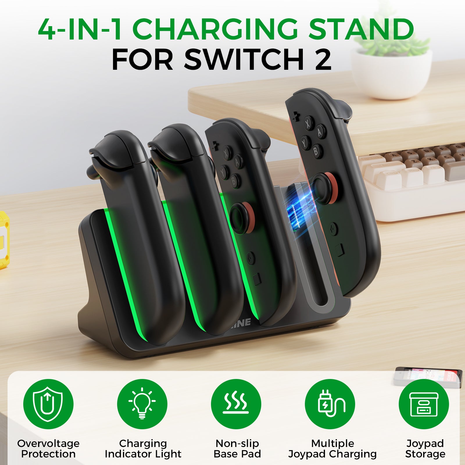 iine 4-in-1 Charging Stand for Switch 2 Fast Charging