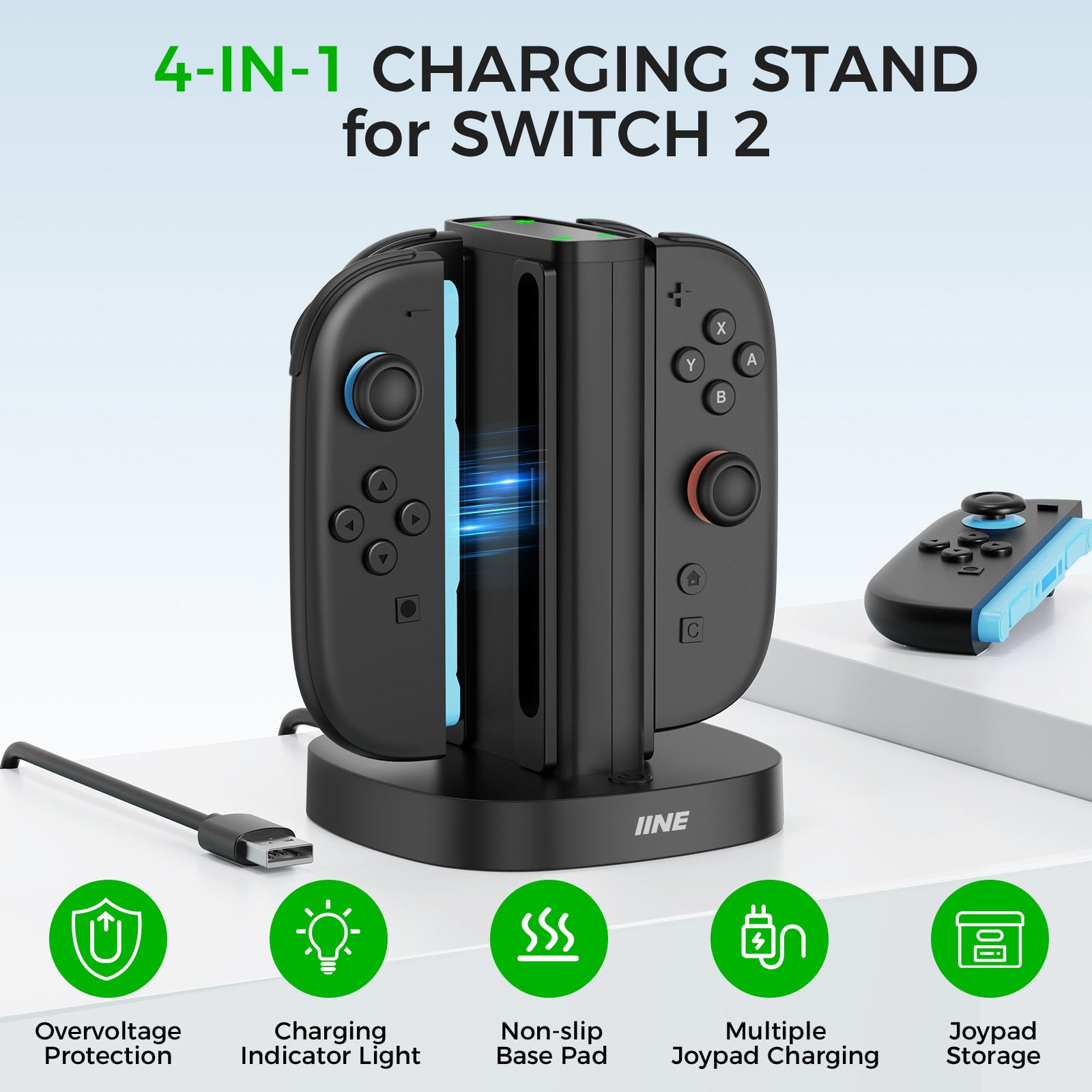 IINE 4-in-1 Charging Stand for Switch 2