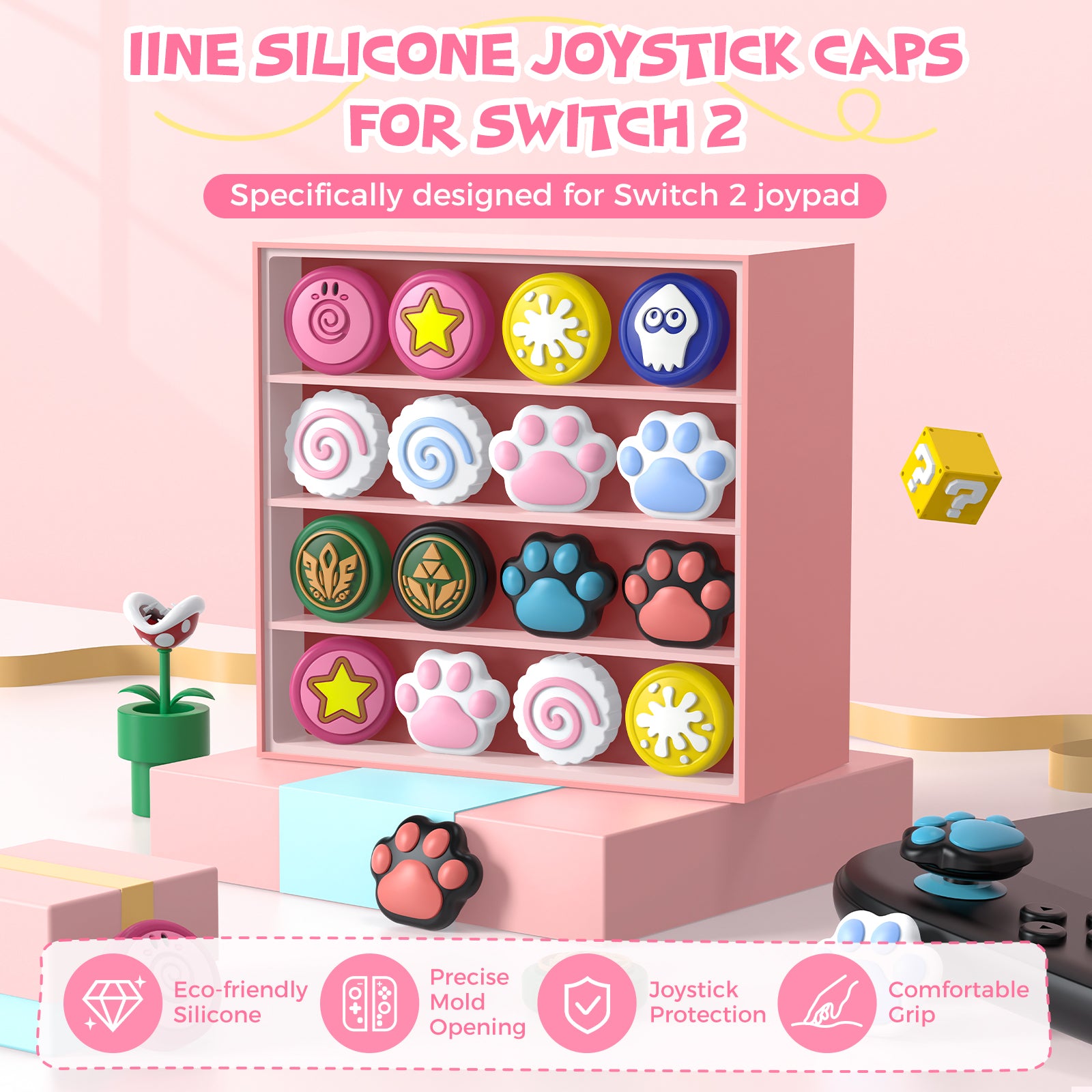 IINE Game Theme Joystick Caps for Switch 2