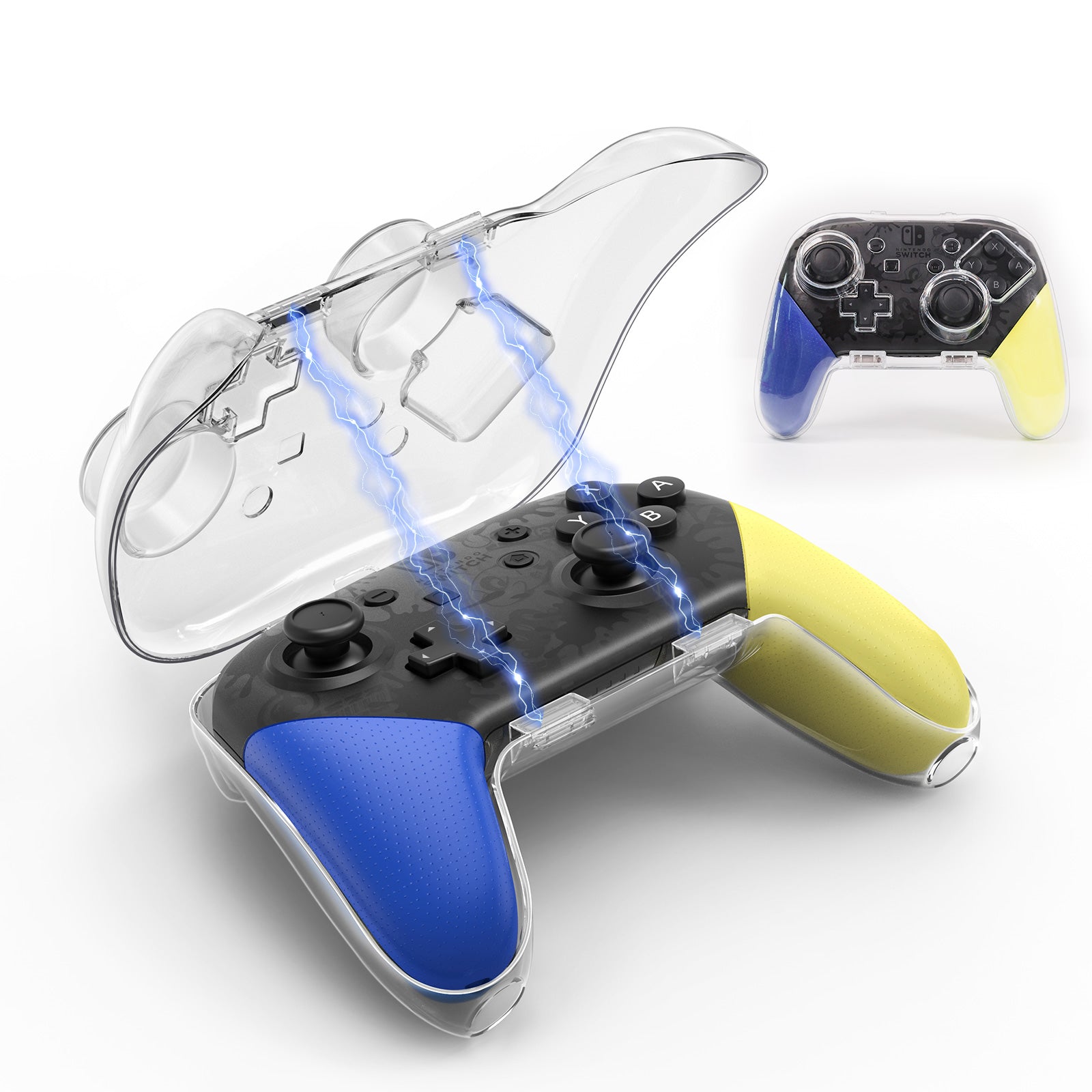 IINE Transparent PC Magnetic Storage Case for Nintendo Switch Pro Controller