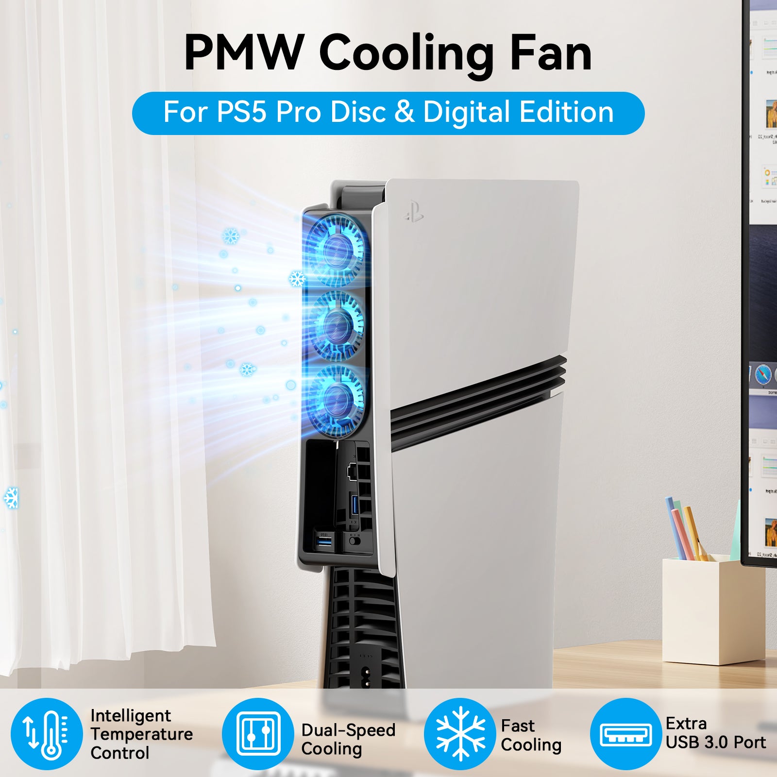PMW Cooling Fan for PS5 Pro Disc & Digital Edition