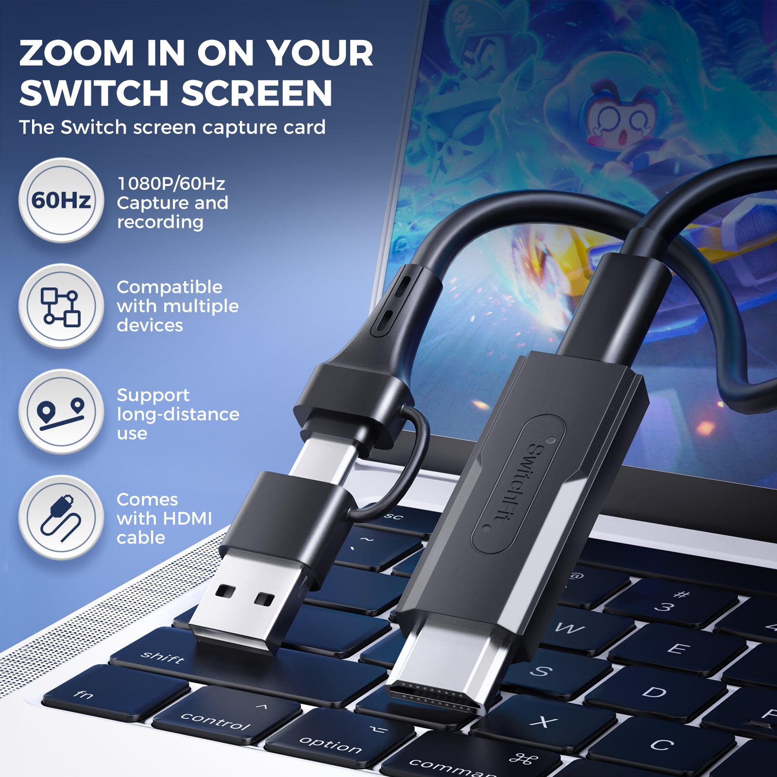 IINE Capture Card for Switch/Steam Deck/PS5/Camera/Live broadcast/Recorded