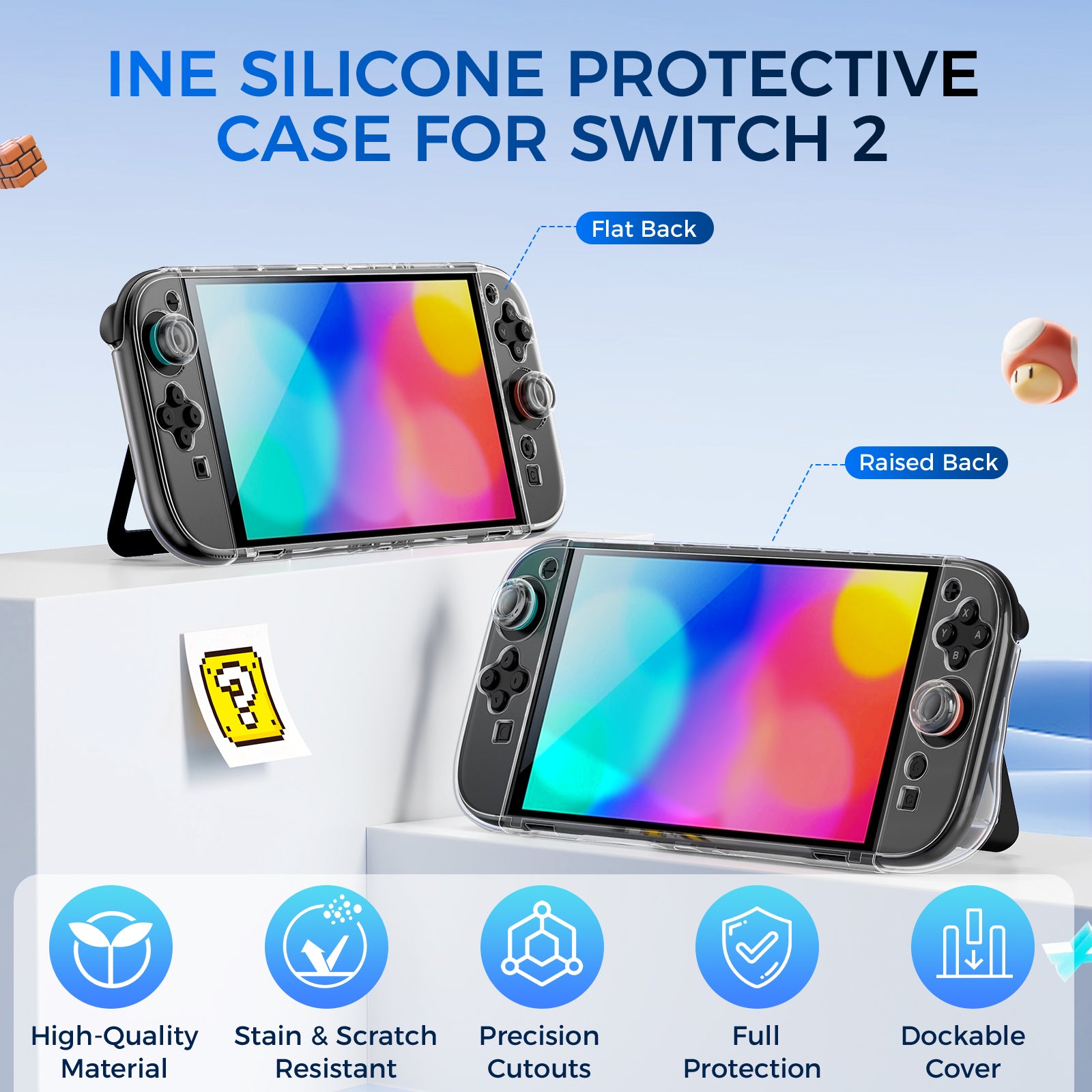 IINE PC Raised&Flat Back Protective Case for Switch 2
