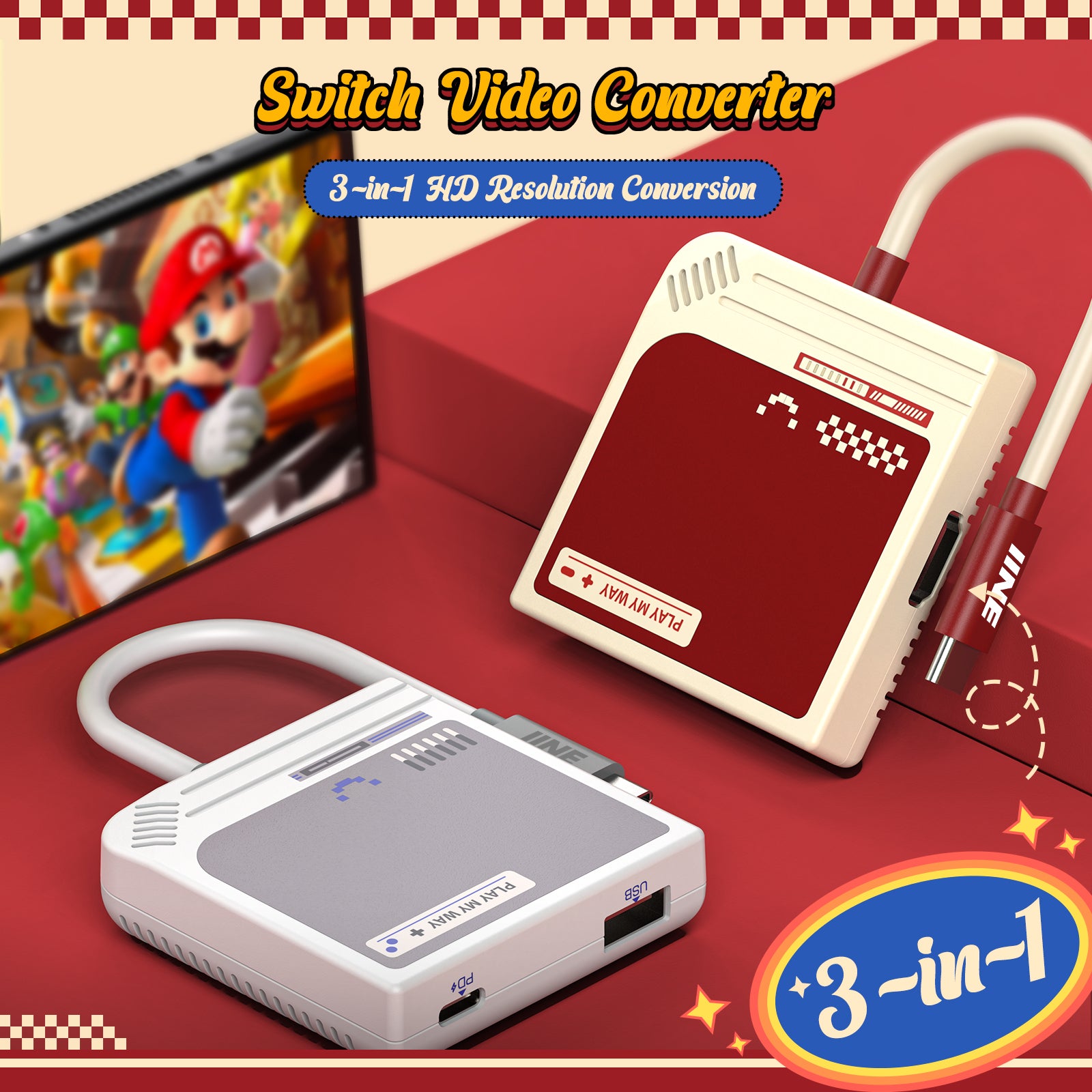 IINE Switch Video Converter 3-in-1 HD Resolution Conversion for Switch 4K/60Hz