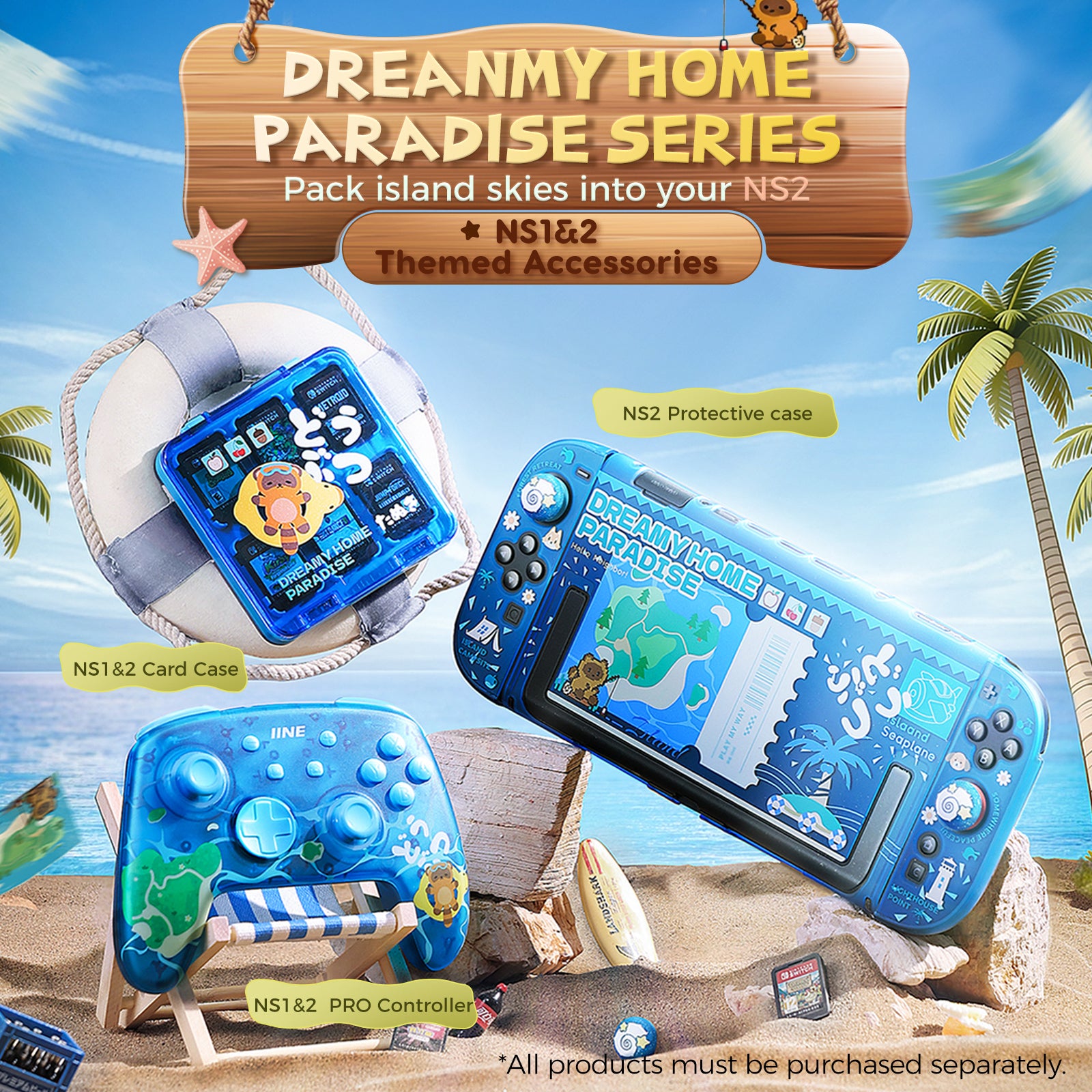 IINE Dreamy Home Paradise Series: PRO Controller & Protective Case & Game Card Case