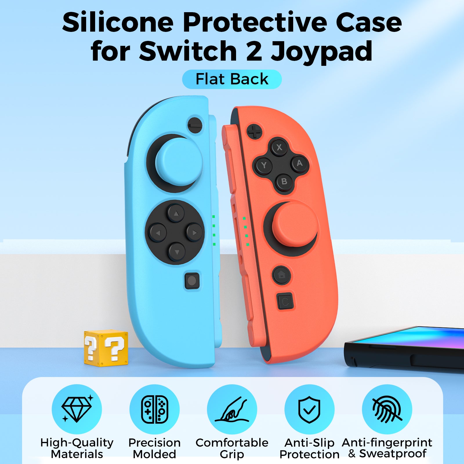 IINE Flat Back Silicone Protective case with Joystick Caps for switch 2