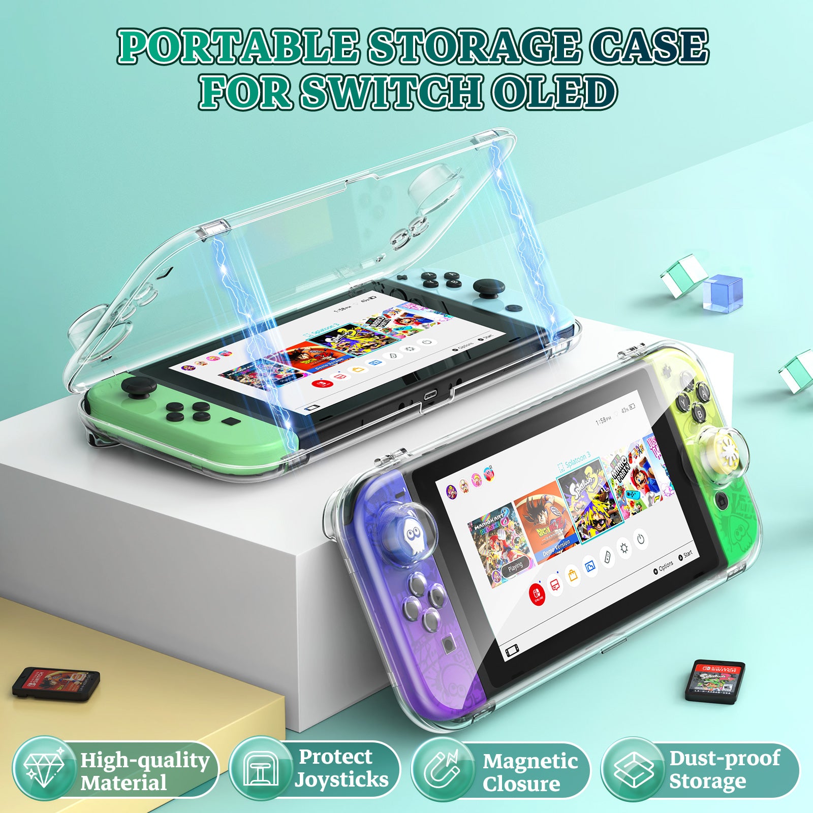 IINE Transparent PC Storage Case for Switch Oled