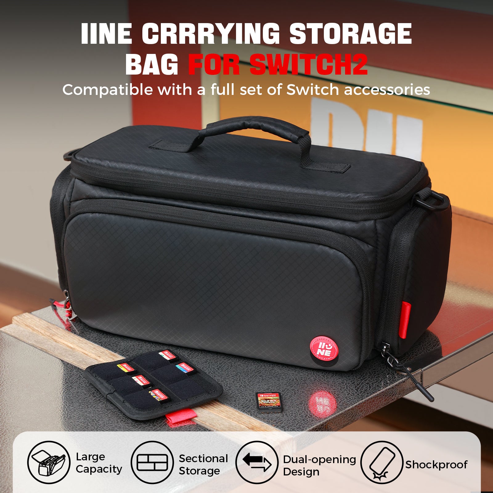 IINE Quick-detach design Crrrying Storage Bag for Switch 2