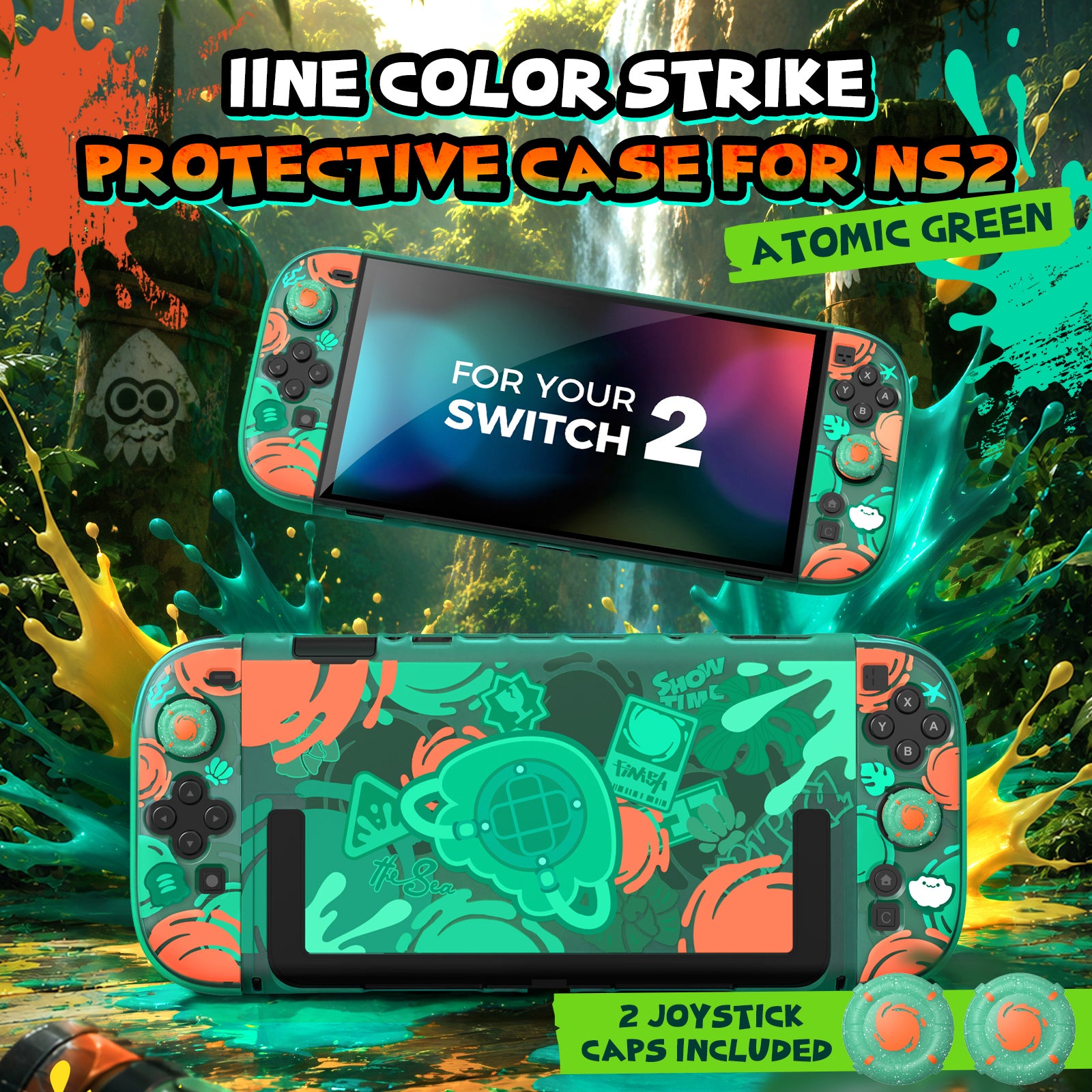 IINE Color Strike Protective Case for Switch 2 Atomic Green