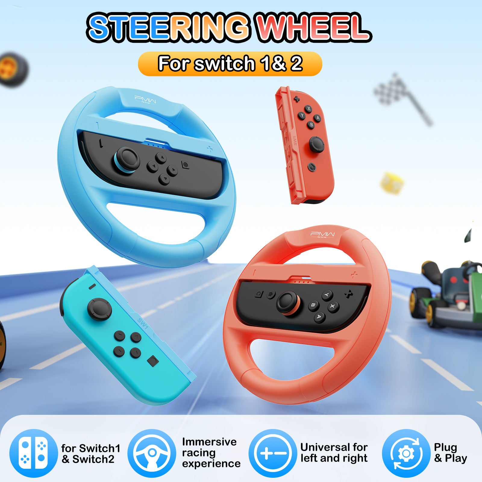 IINE Steering Wheel Grip for Switch 2 & Switch 1