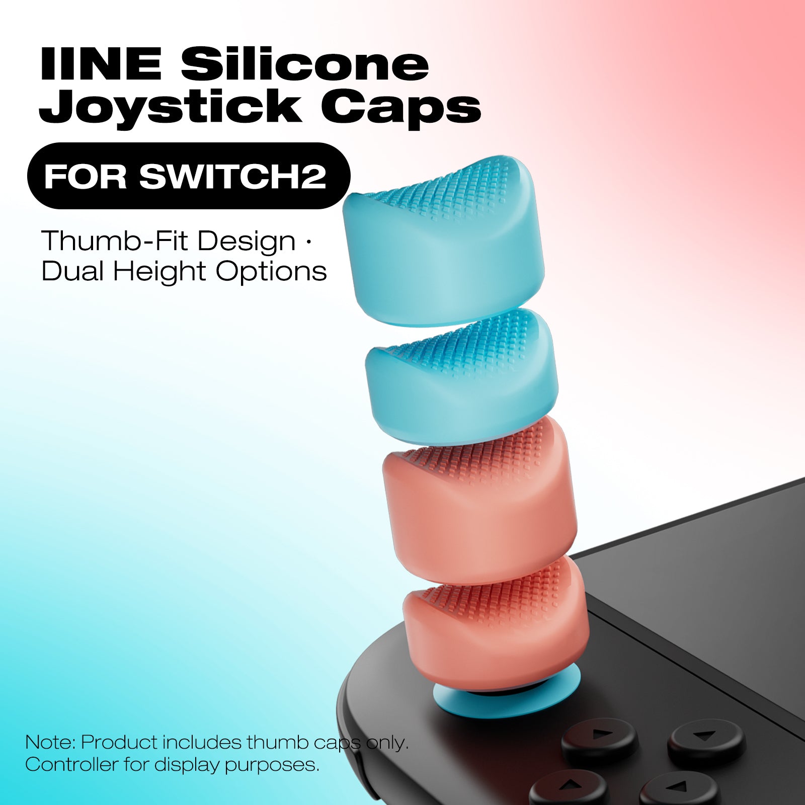 IINE 4pcs Dual-Height Ergonomics Silicone Joystick Caps for Switch 2