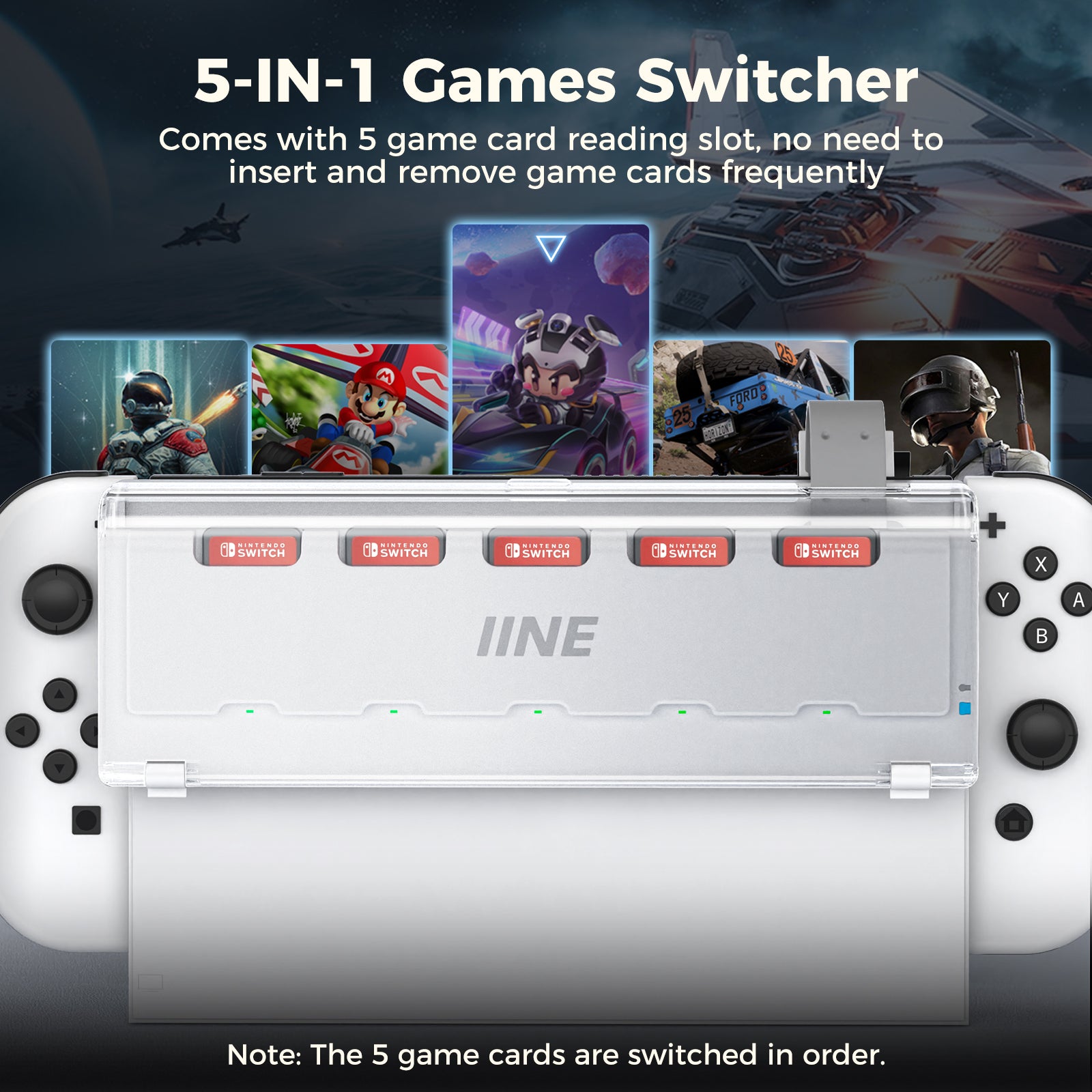 IINE 5-IN-1 Game Cards Switcher for Nintedo Switch/OLED
