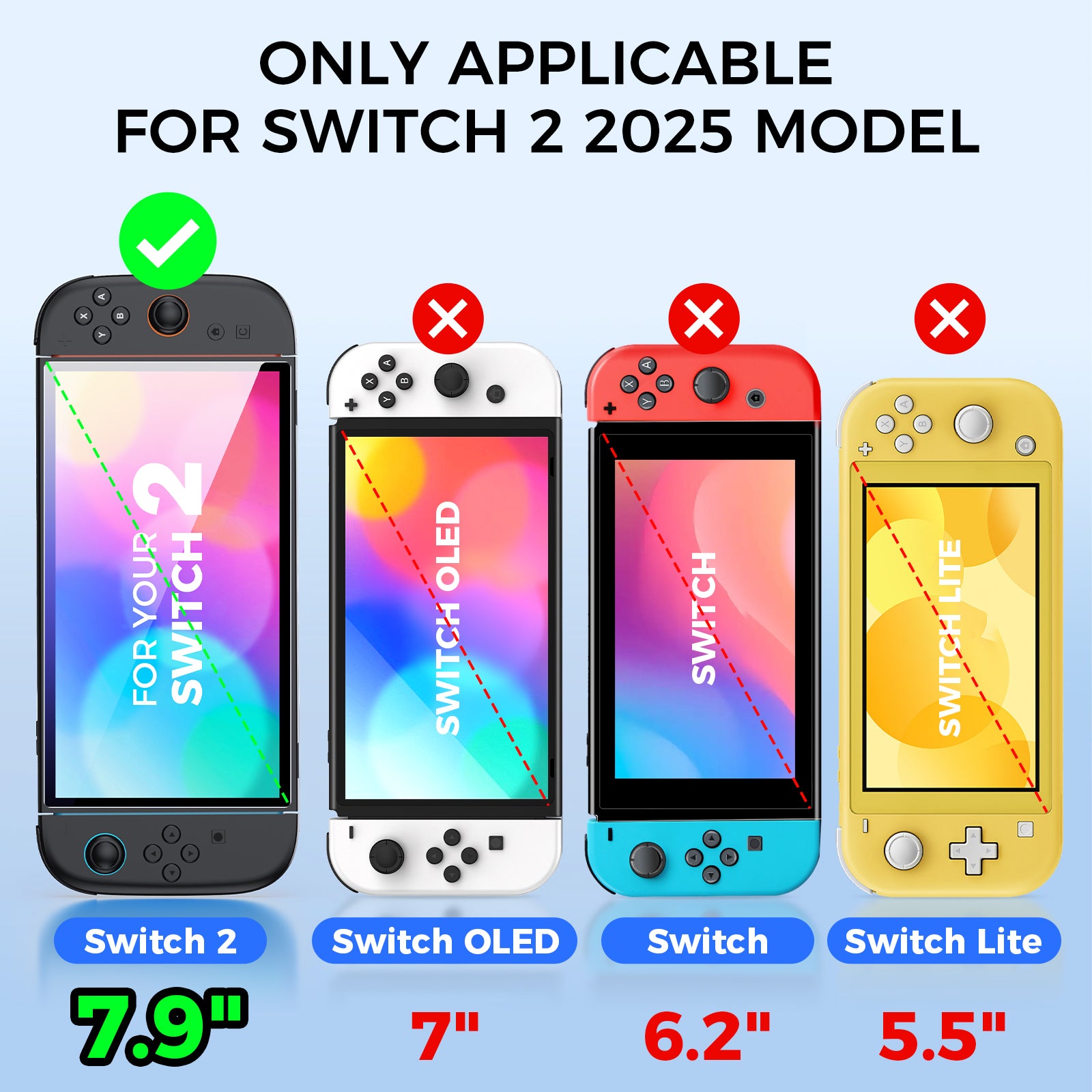 IINE Tempered Glass Screen Protector for Switch 2