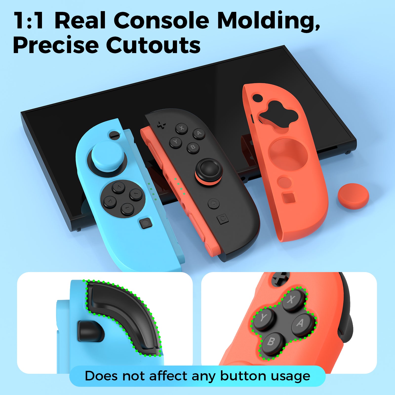 IINE Flat Back Silicone Protective case with Joystick Caps for switch 2
