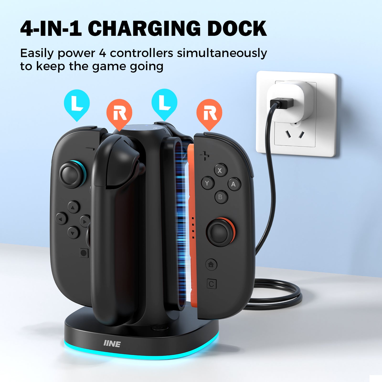 IINE 4-IN-1 Black Fast Charging dock station for Switch 2