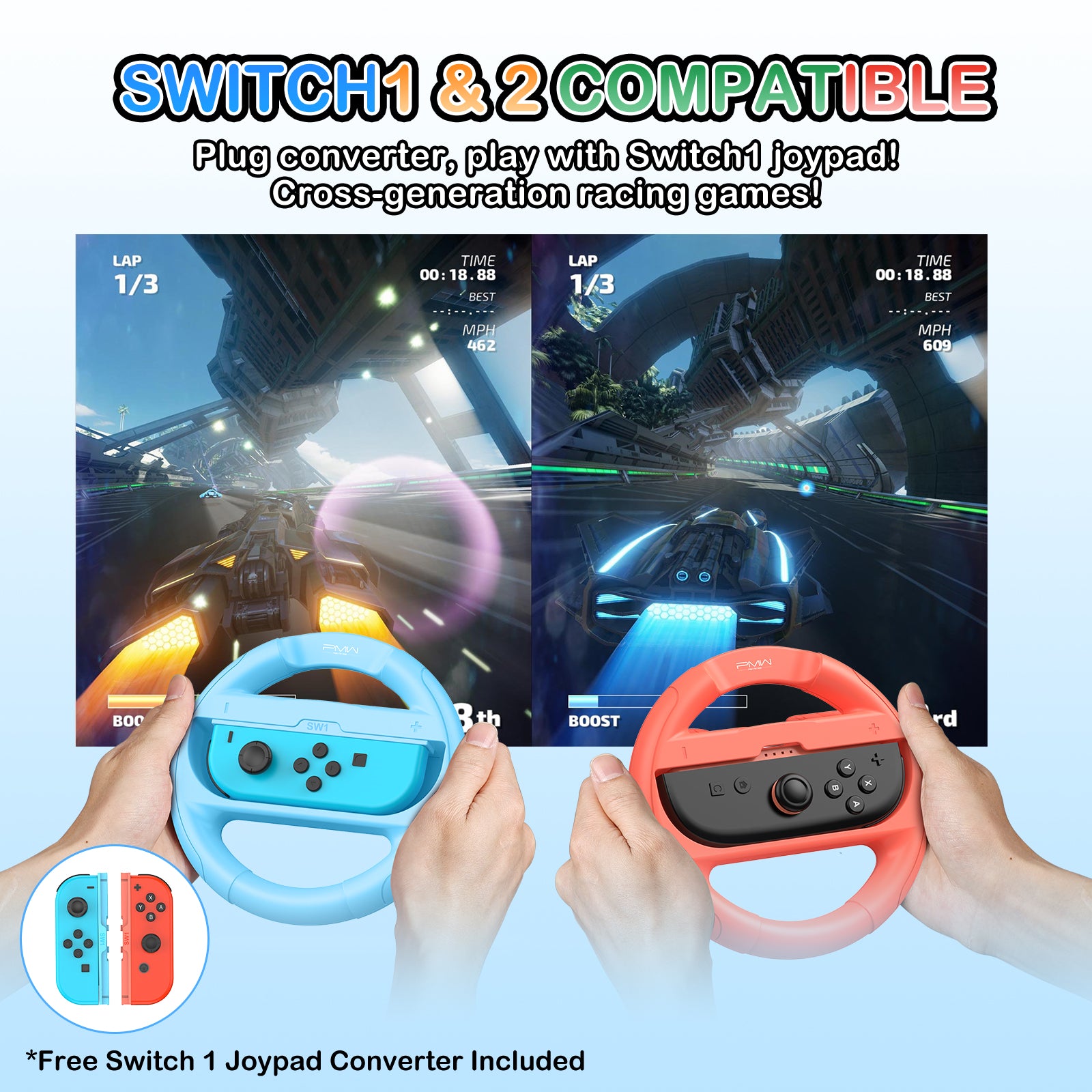 IINE Steering Wheel Grip for Switch 2 & Switch 1