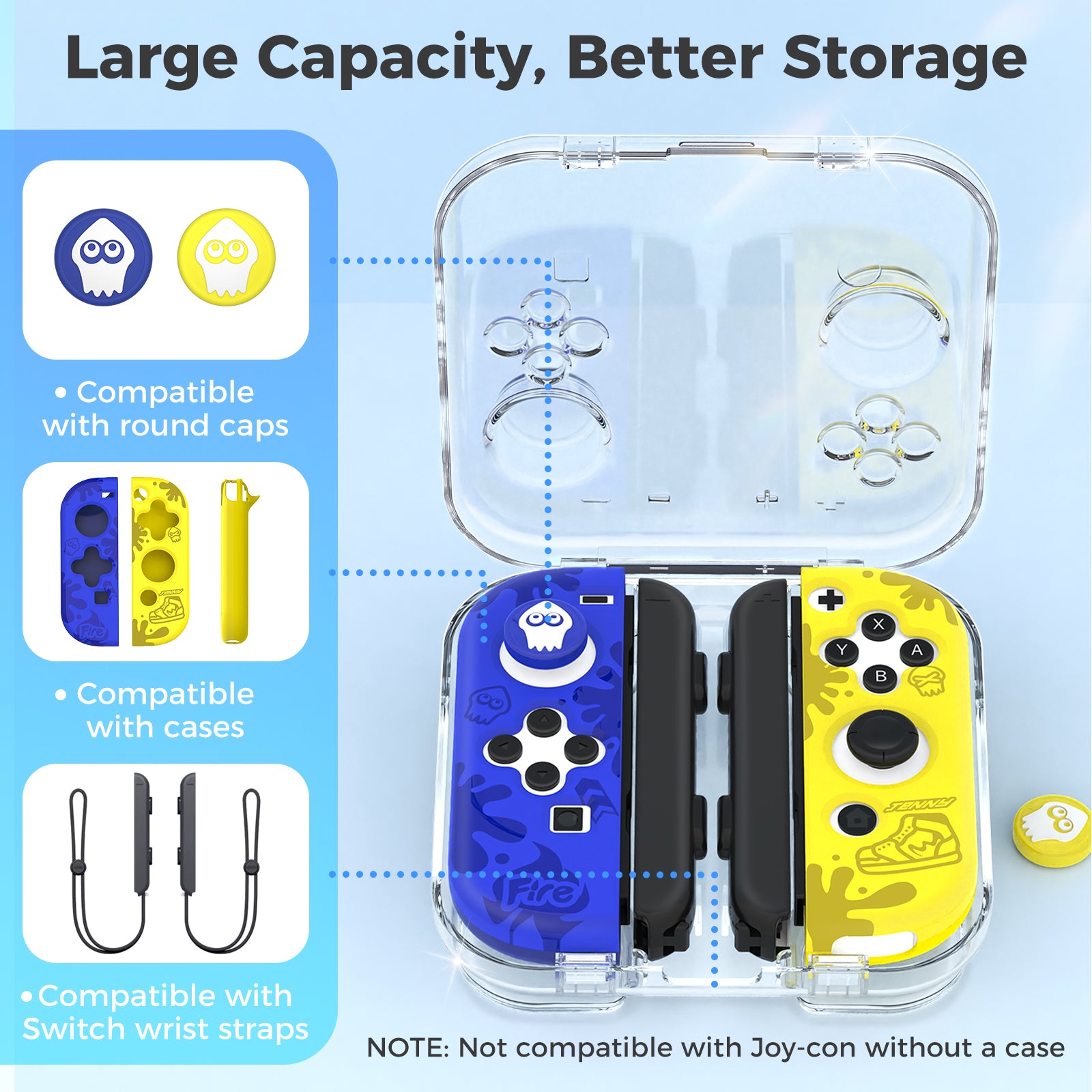 IINE Transparent Storage Case for Joy-con /  Pressure-Resistant Joystick Design