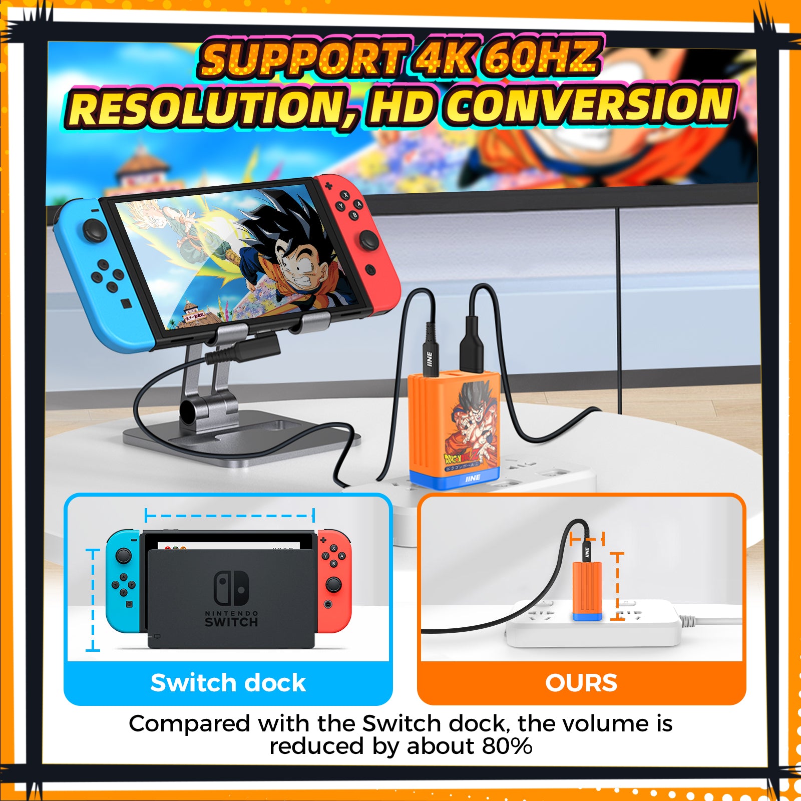 IINE 65W Dragon Ball Orange Gallium Nitride Video Converter Fast Charger