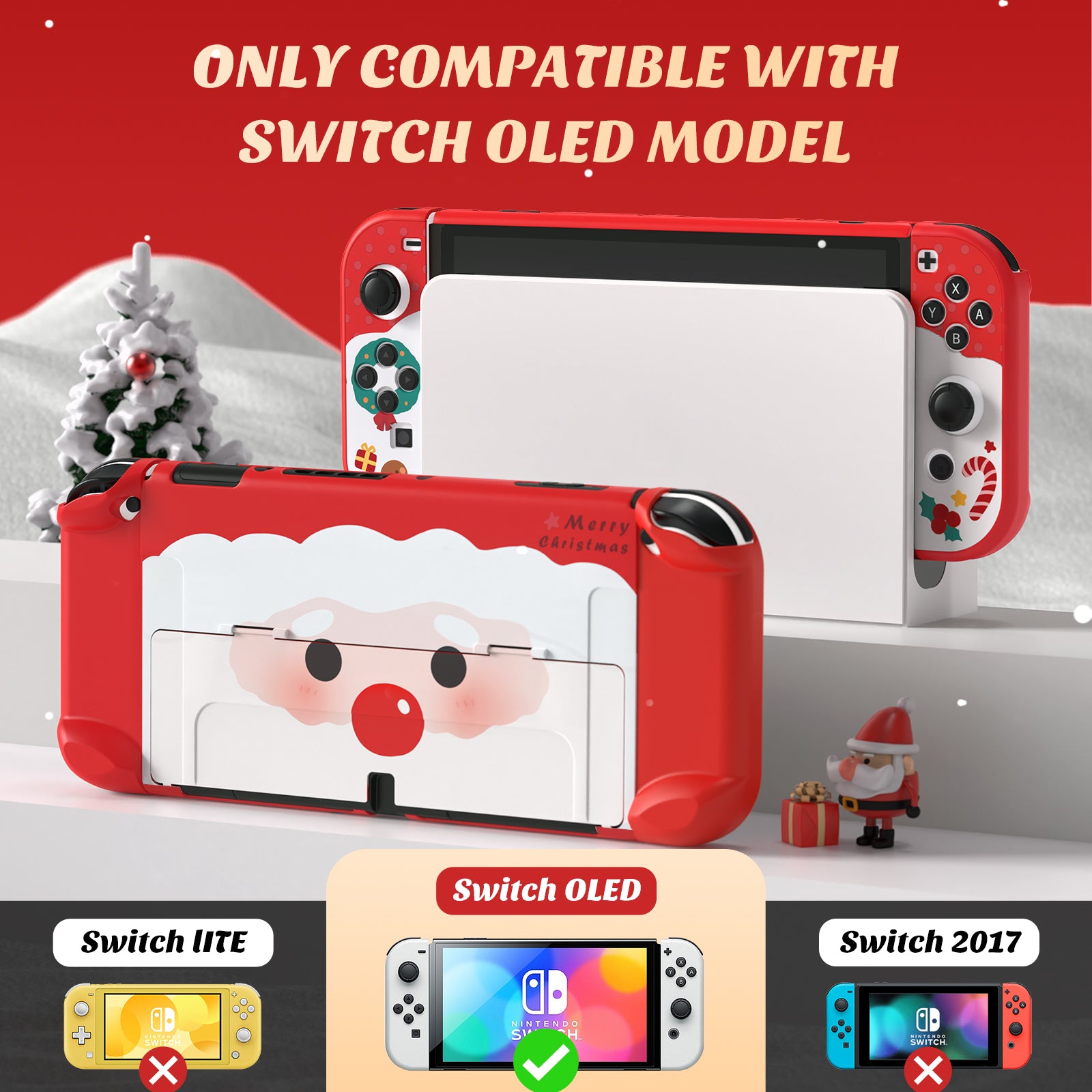 IINE Merry Santa Protective Case for Switch OLED