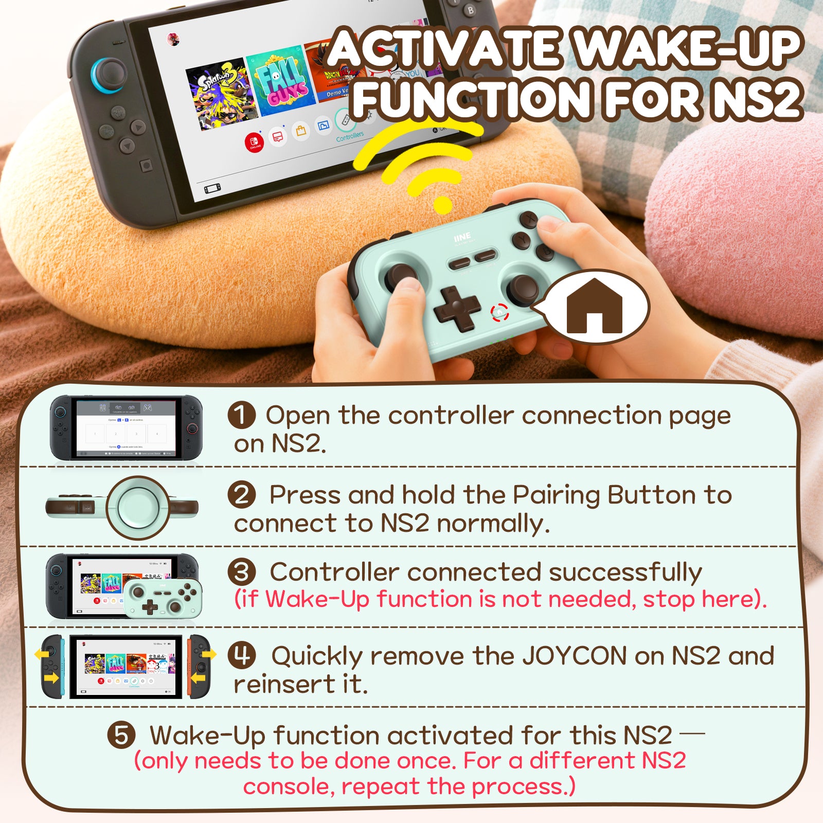 IINE Retro Pocket Controller for Switch 2/ Switch /Hall Effect Joystick Bluetooth Wireless Gamepad Turbo Vibration Portable Controller for PC Phone Steam Deck
