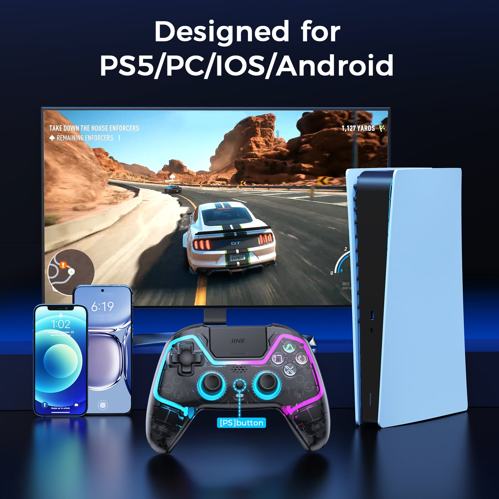 IINE Bastet Wireless Controller Compatible with PS5/PC/Ios/Android