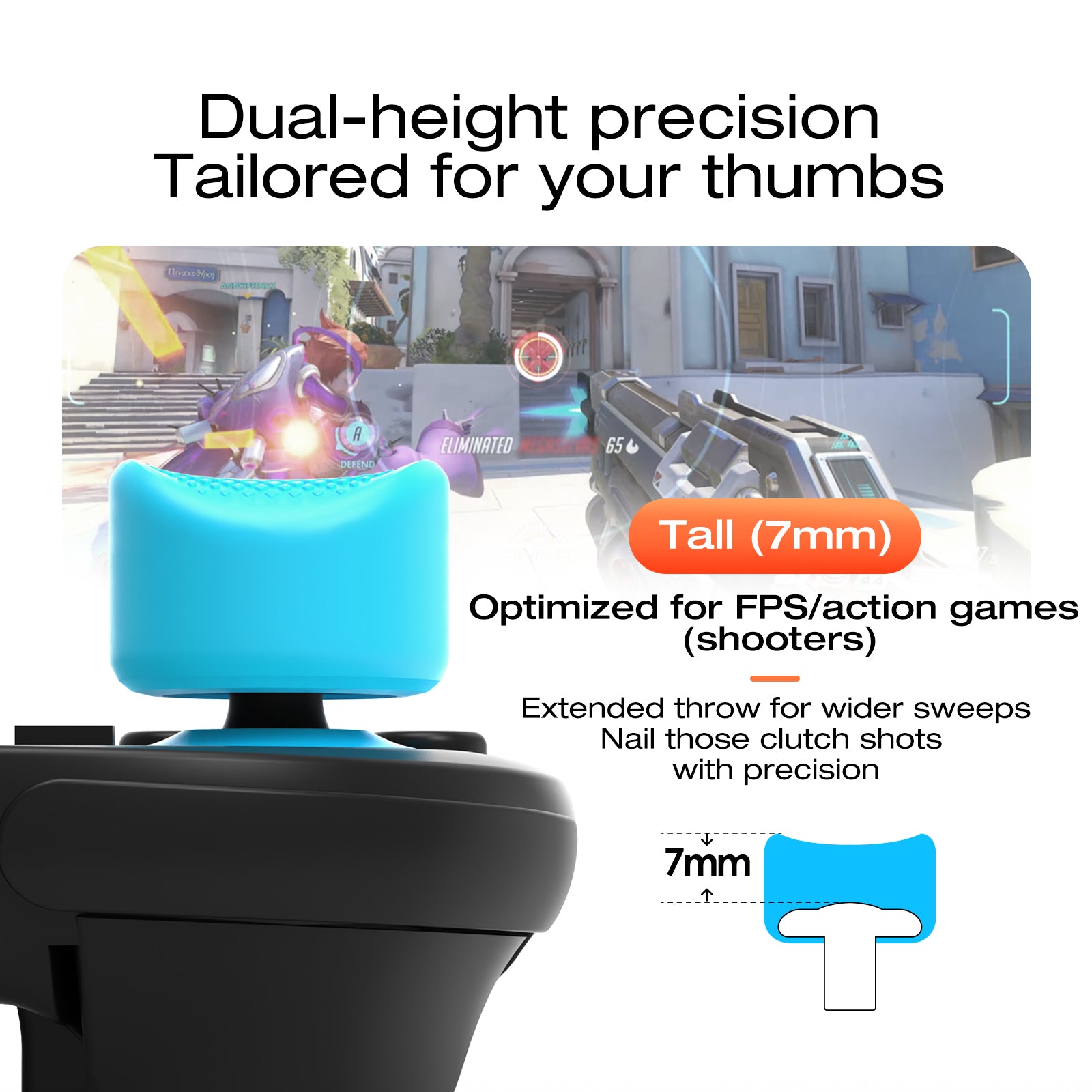 IINE 4pcs Dual-Height Ergonomics Silicone Joystick Caps for Switch 2