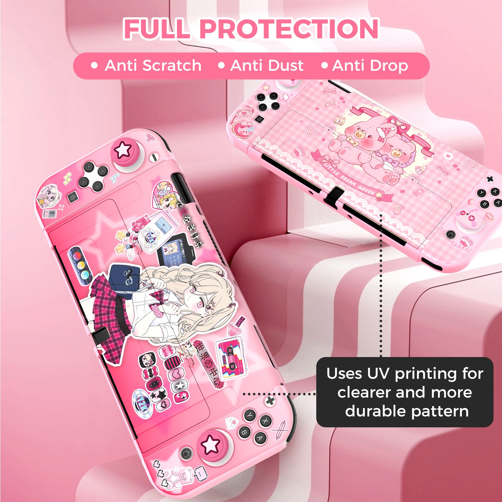 IINE Pink Protective Case for Switch Oled