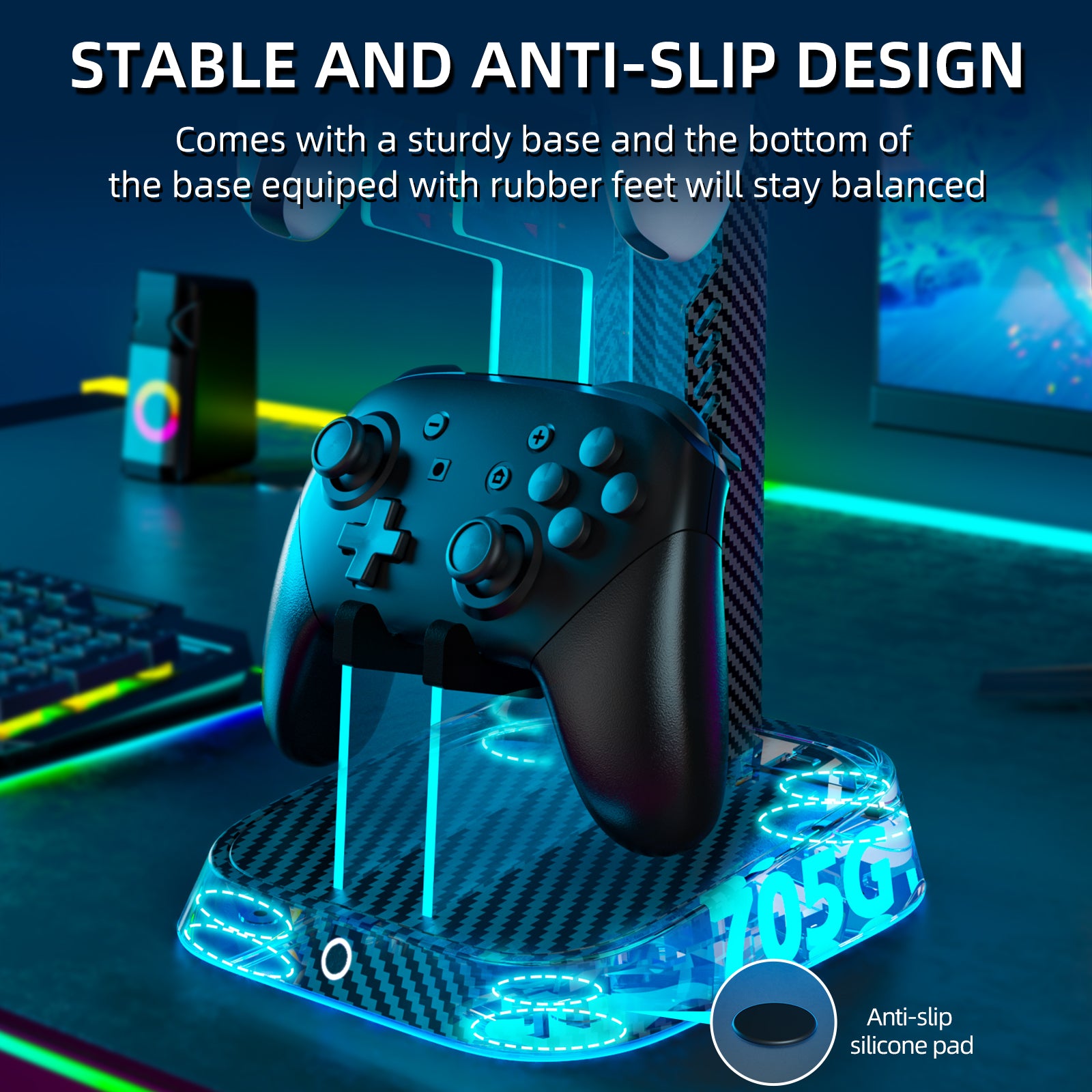 IINE Universal dual controller headset holder stand for Switch/XBOX/PS5/Headset