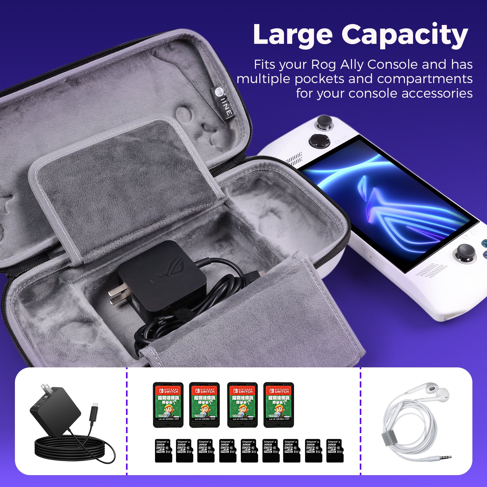 IINE ROG Ally Storage Bag Compitable with ROG Ally Gaming Handheld and accessories