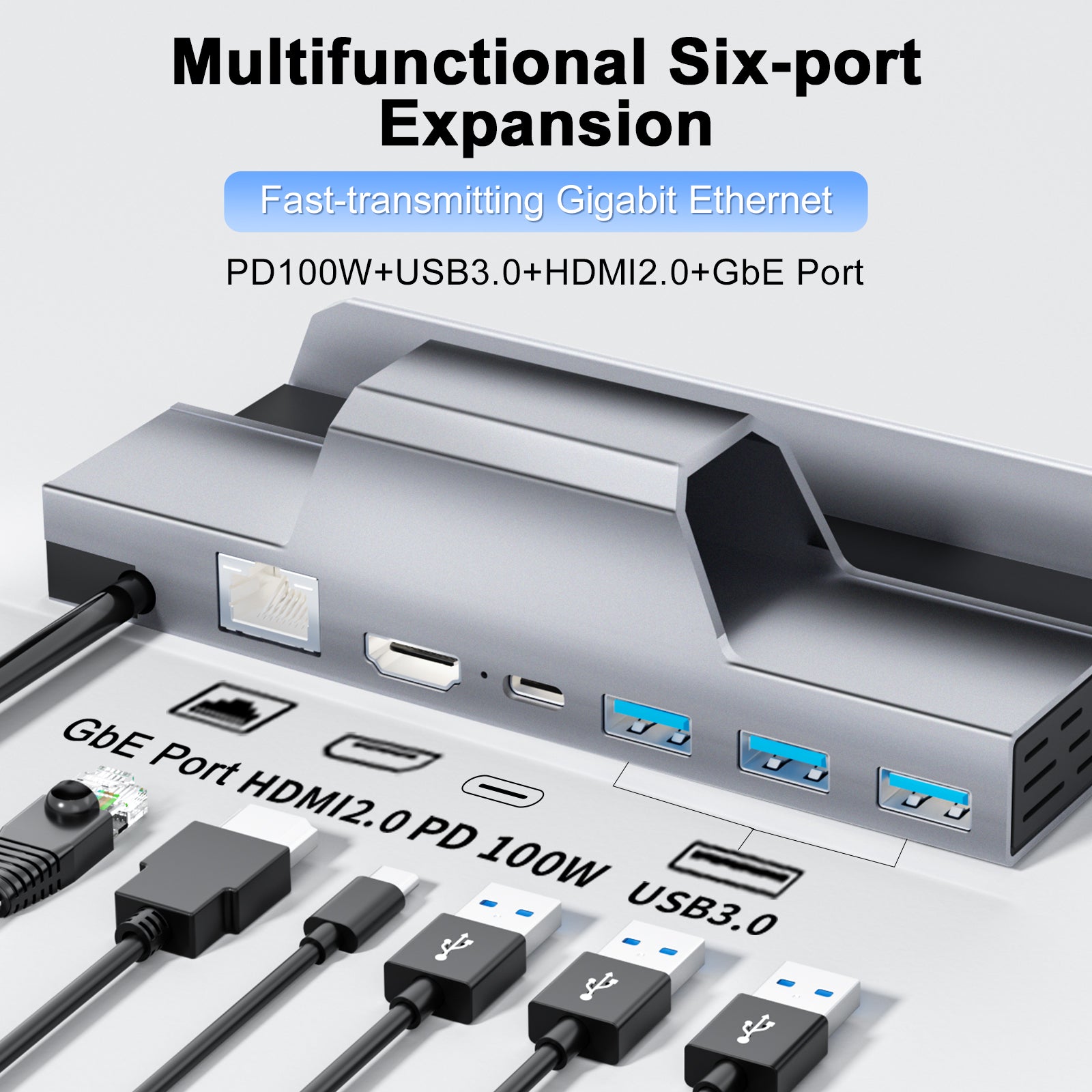 IINE Steam Deck Aluminum Docking Station Multi-function Charging Video Converter Compatible SteamDeck Nintendo Switch/OLED