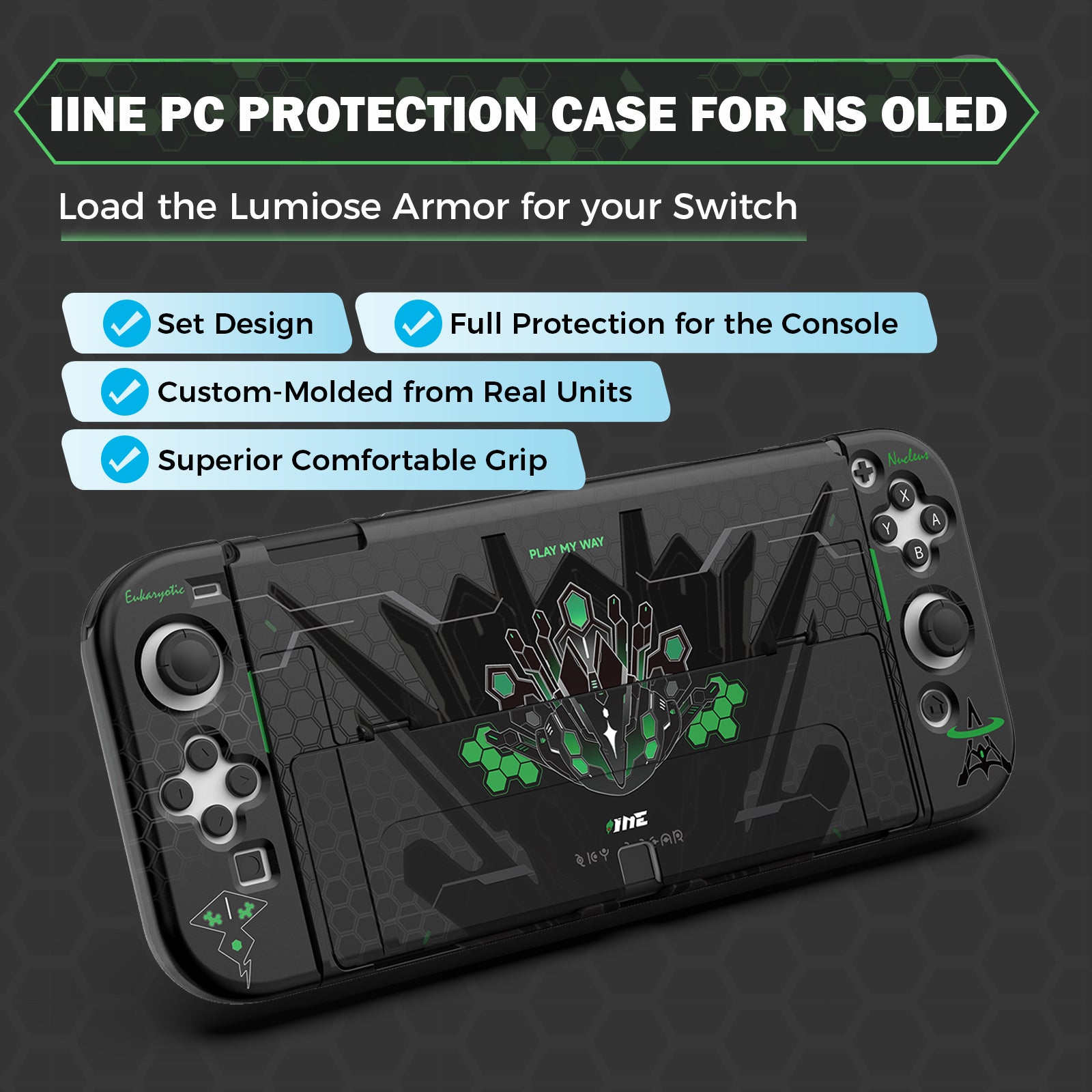 IINE Jormungandr Series for NS OLED/NS / Storage Bag & PC Protection Case & Thumb Grips