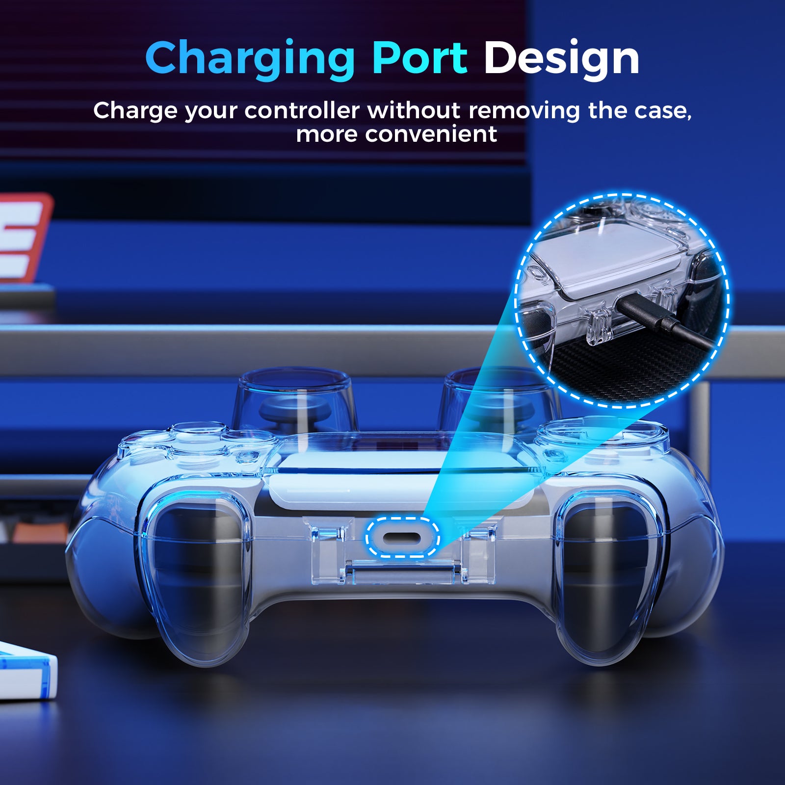 IINE Transparent PC Magnetic Storage Case for  PS5 controller