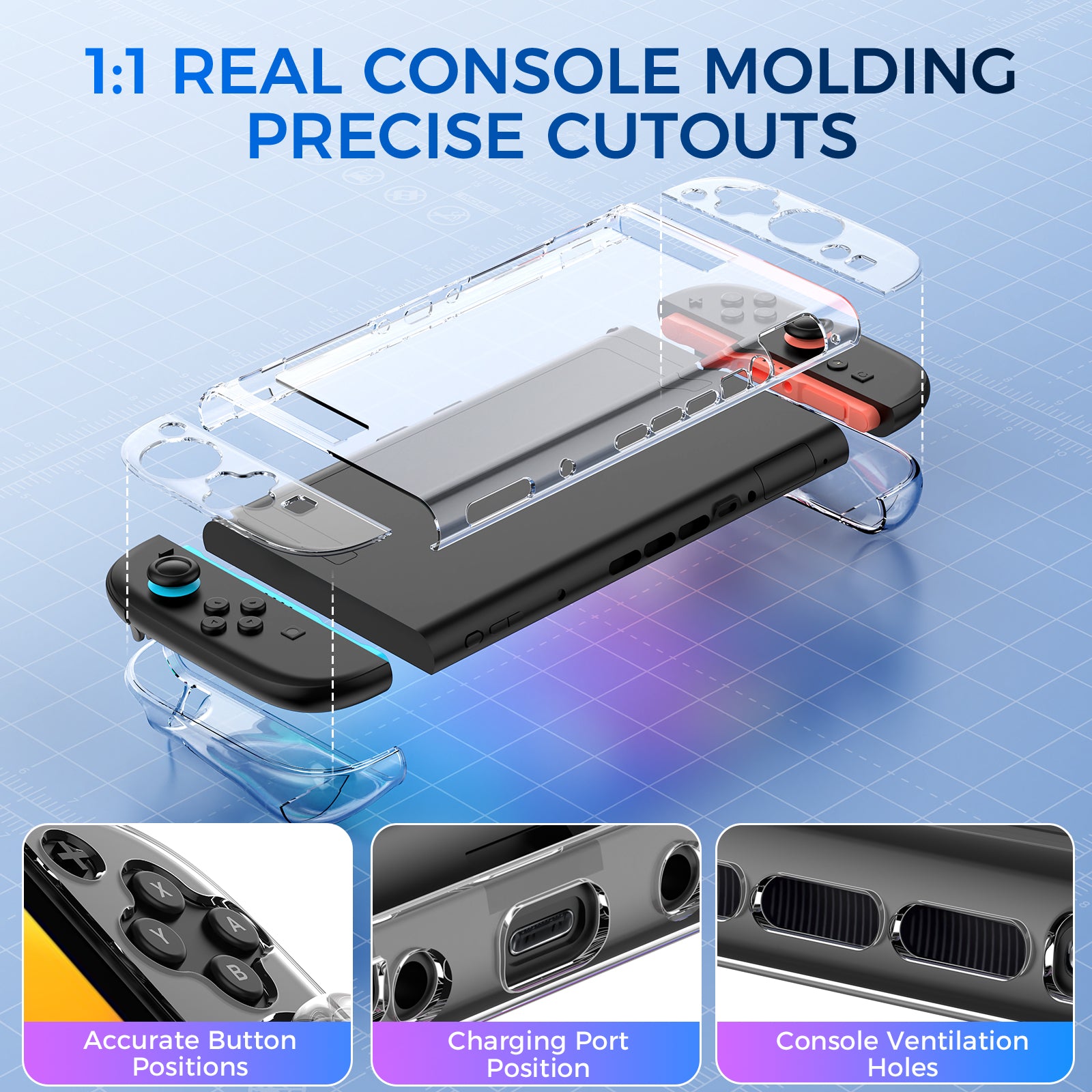 IINE PC Raised&Flat Back Protective Case for Switch 2