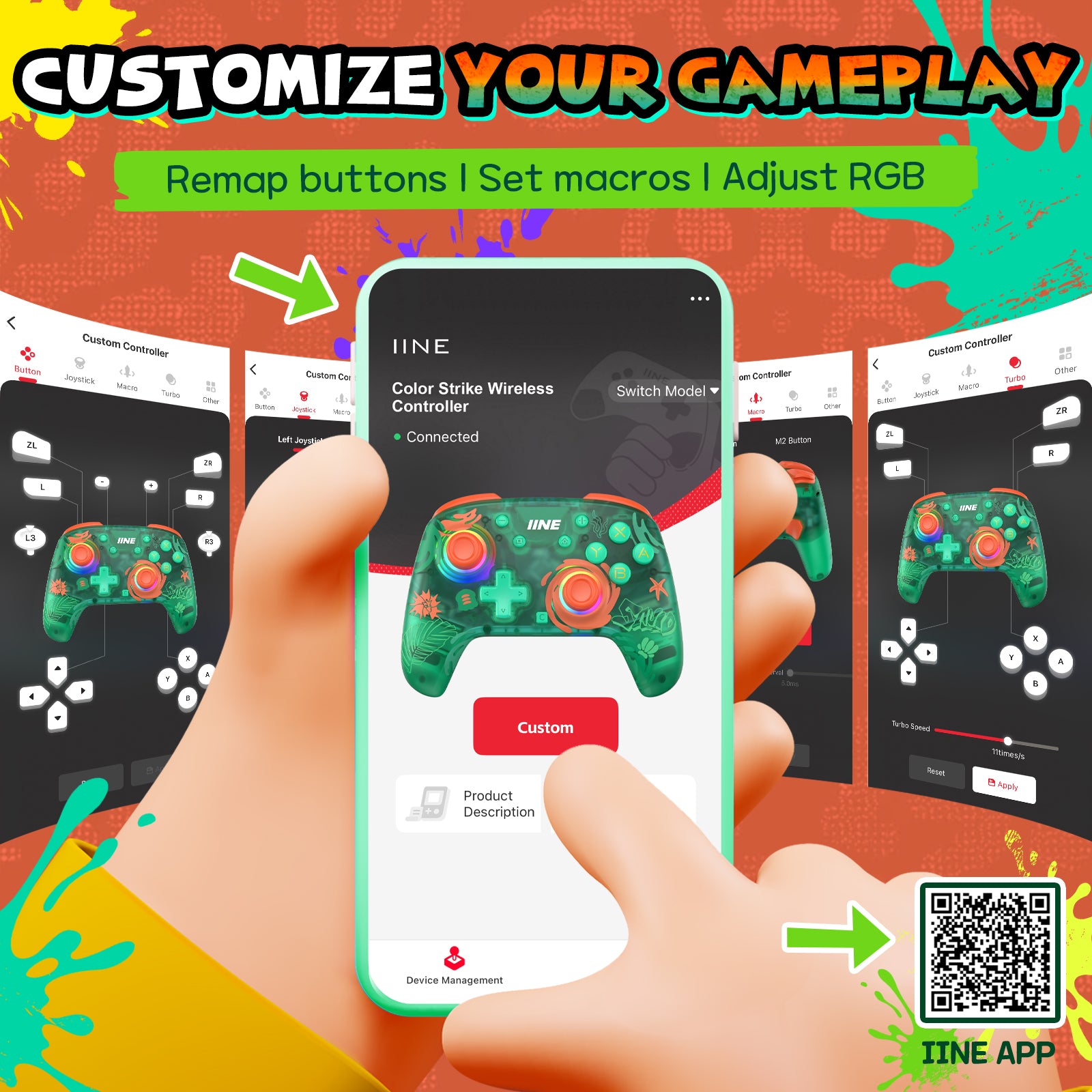 IINE Color Strike Protective Case for Switch 2 Atomic Green