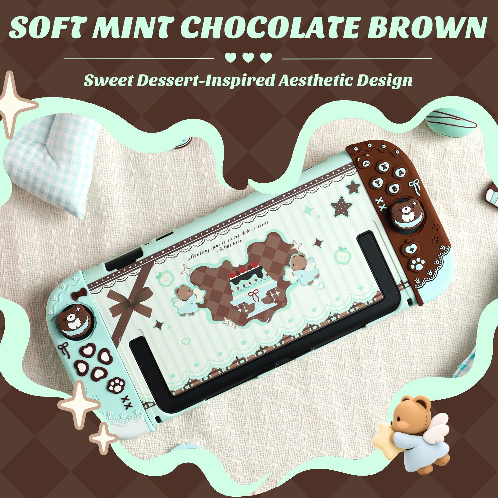 IINE Mint Chocolate Bear Case for Switch 2