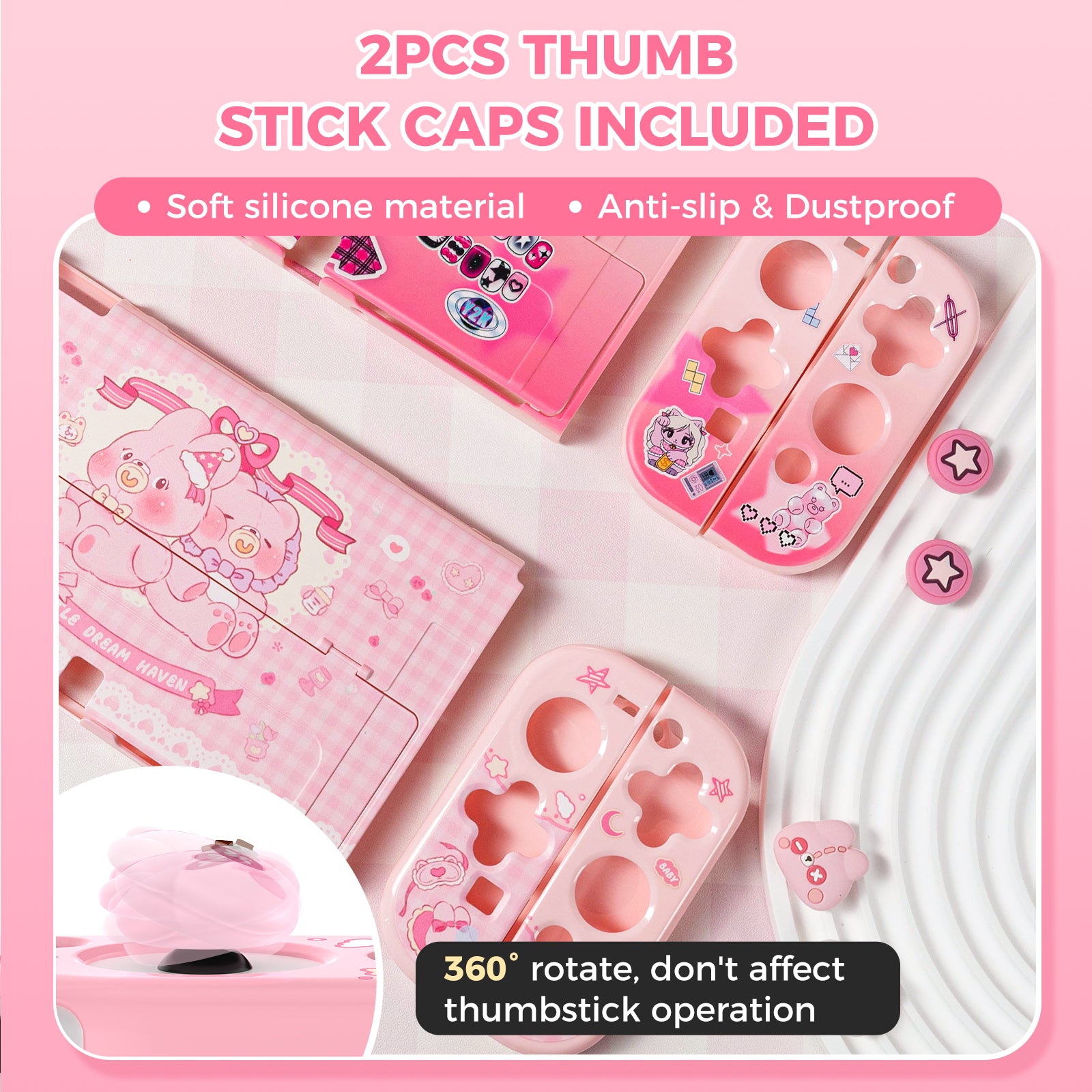 IINE Pink Protective Case for Switch Oled