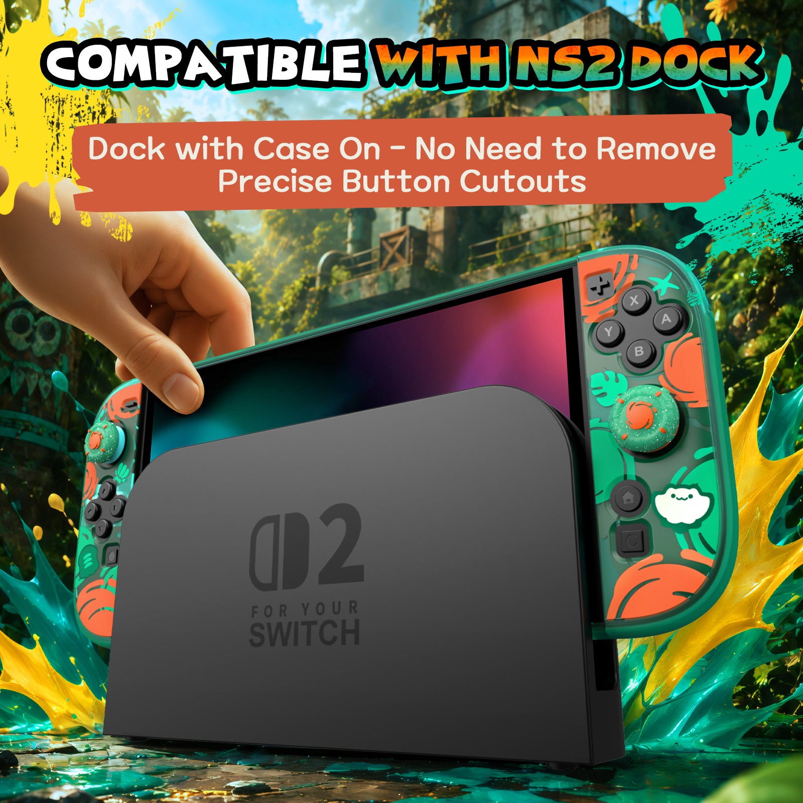 IINE Color Strike Protective Case for Switch 2 Atomic Green