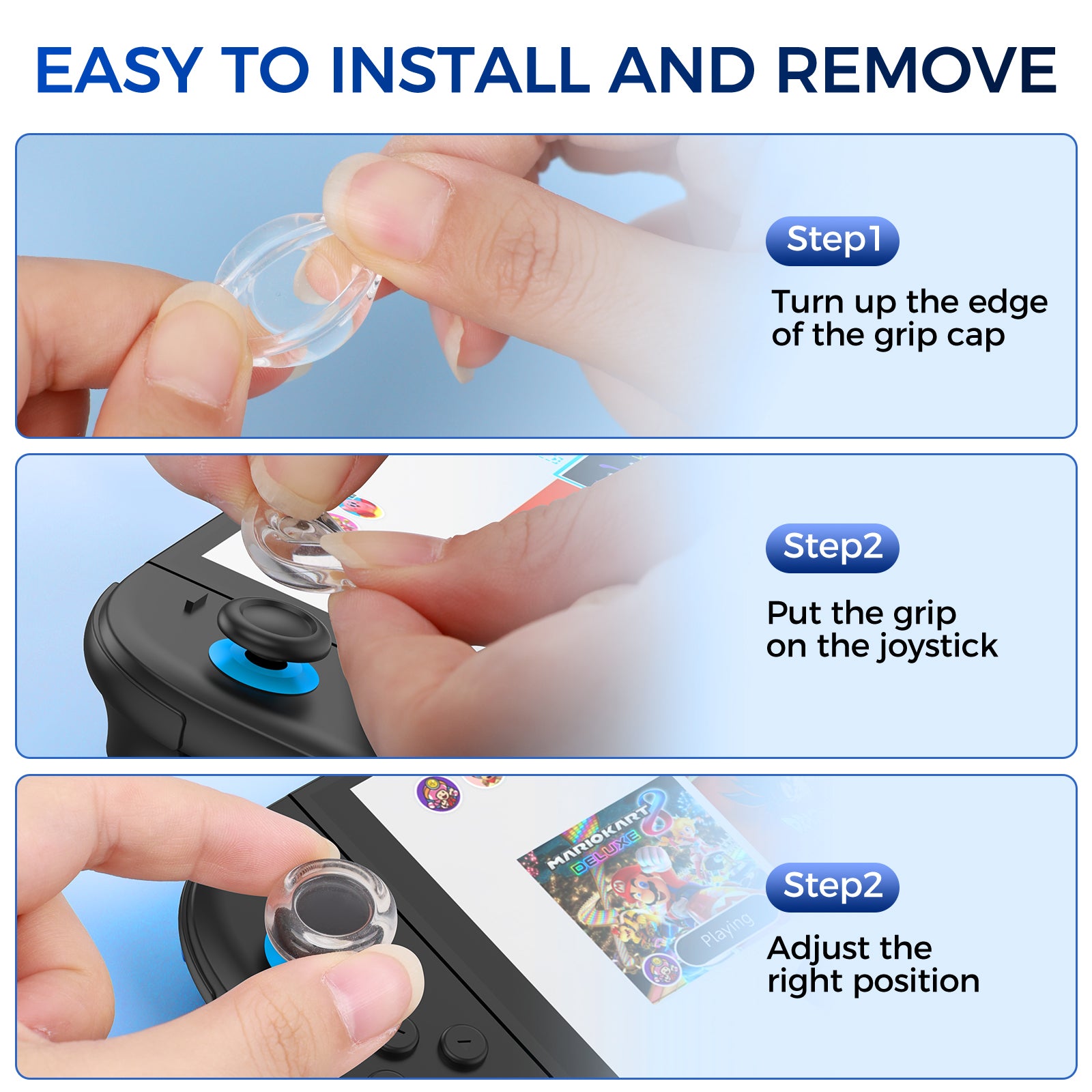 IINE Transparent Thumb Grip Caps for Switch 2