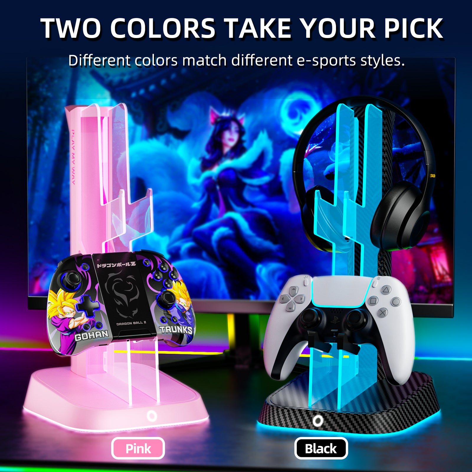 IINE Universal dual controller headset holder stand for Switch/XBOX/PS5/Headset