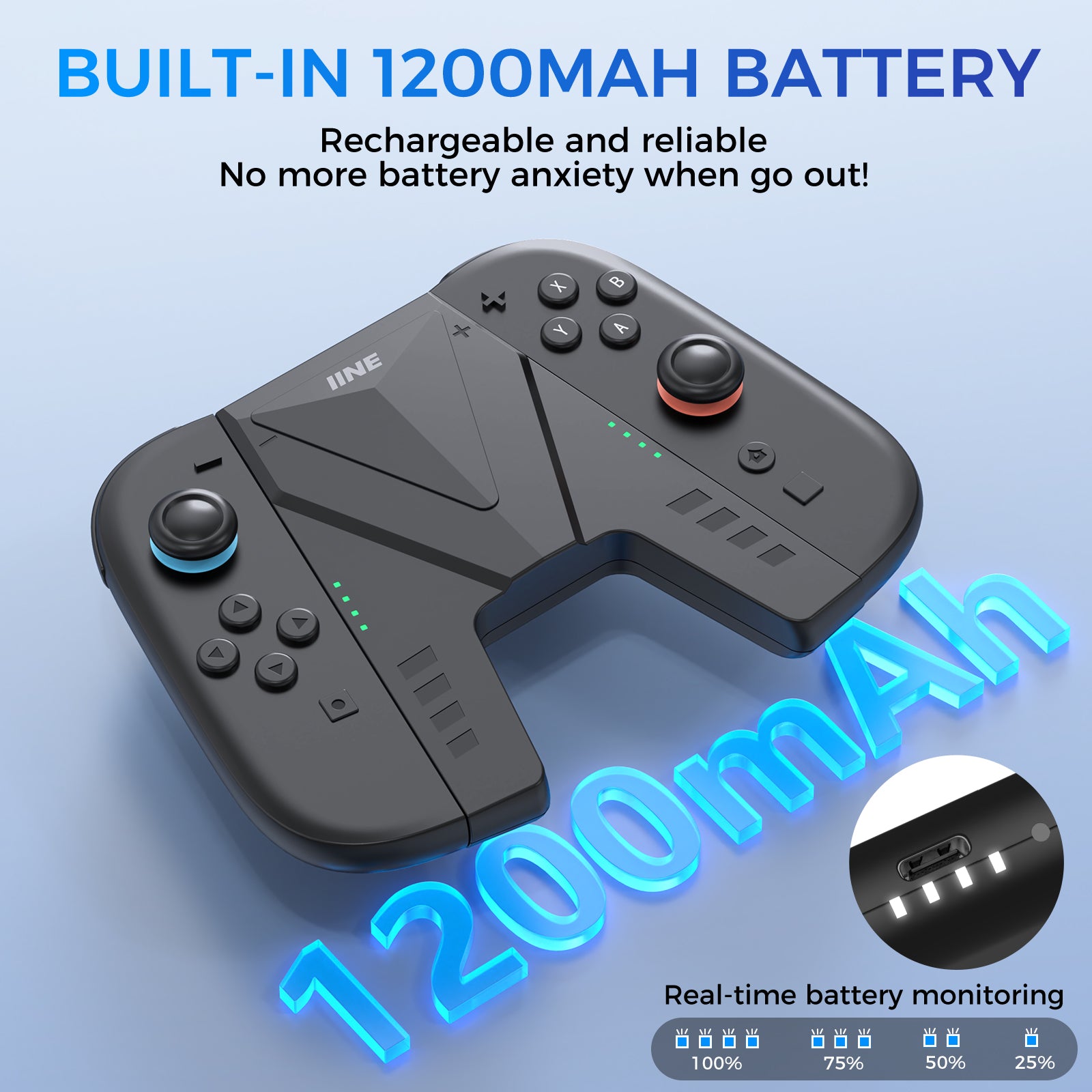 IINE Charging Grip with Battery for Switch 2