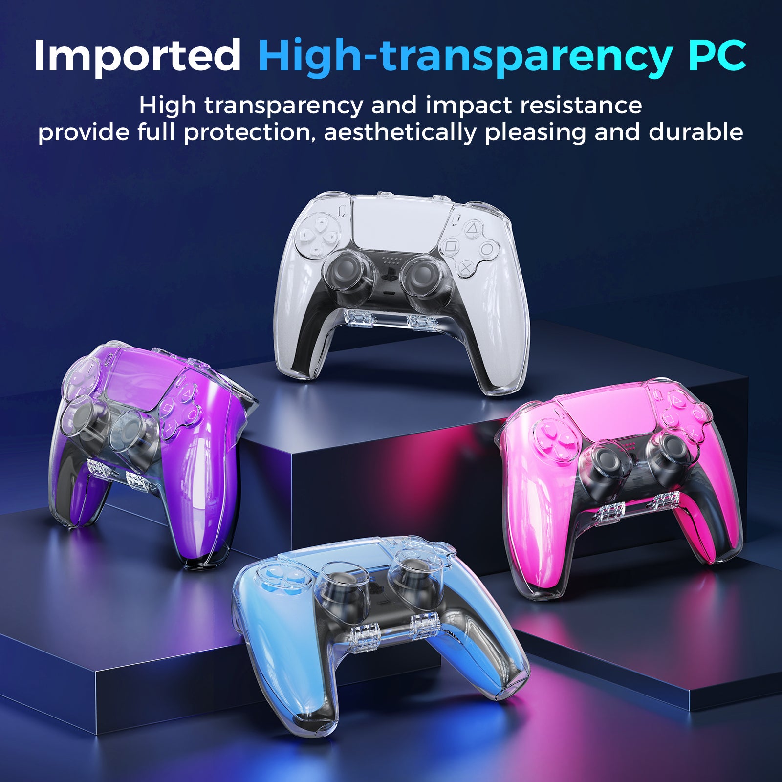 IINE Transparent PC Magnetic Storage Case for  PS5 controller