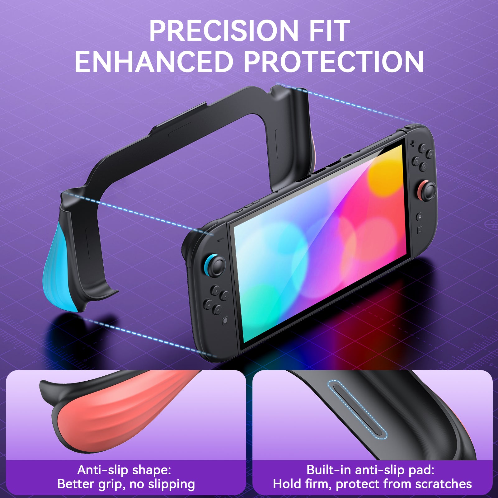 IINE Ergonomic One Piece Grip Case for Switch 2