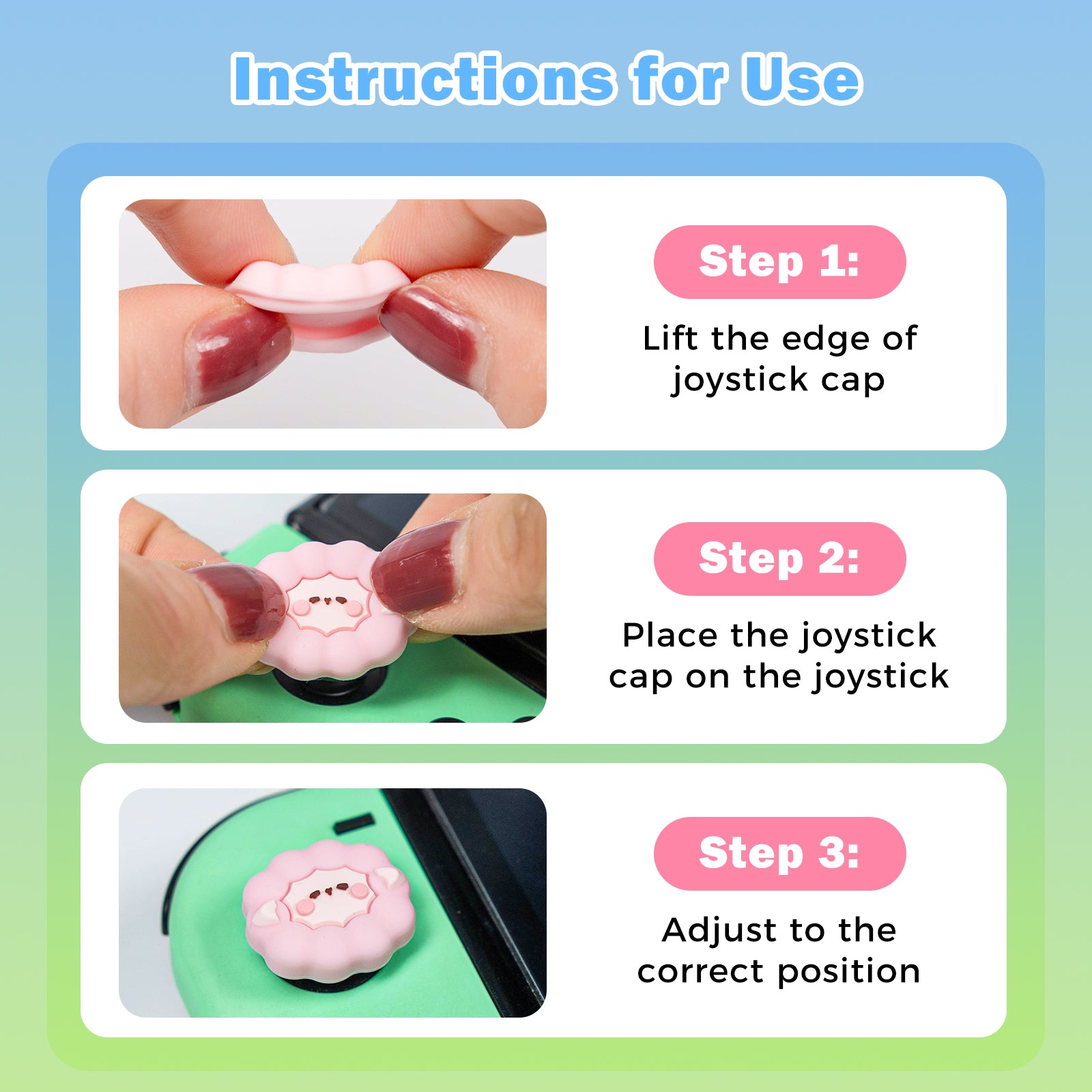 IINE Happy Cloud Smiling Flower & BaaBaa Sheep Silicone Joy-Stick Caps for Switch Joy-Con