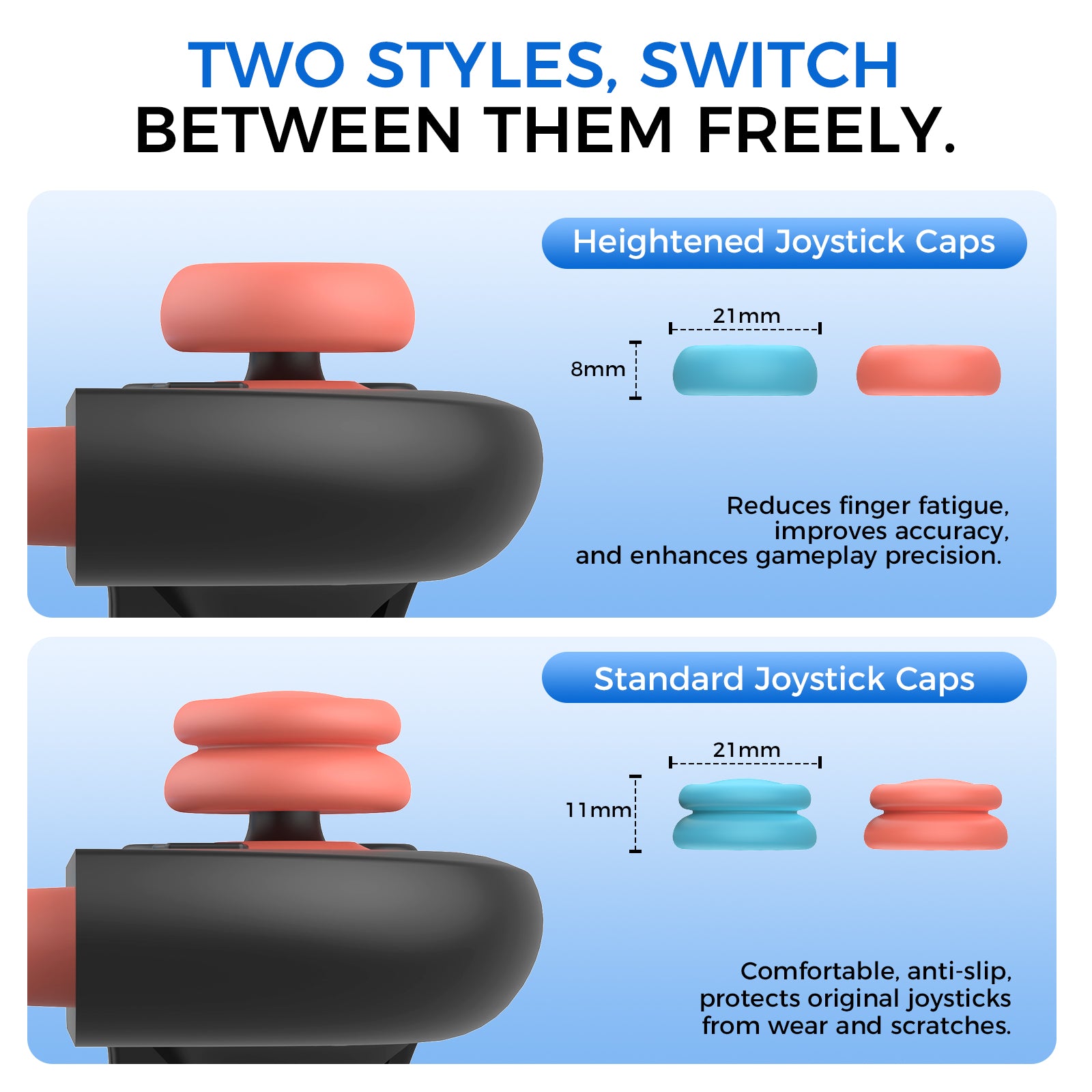 IINE Dual-Heiight Silicone Joystick Caps for Switch 2