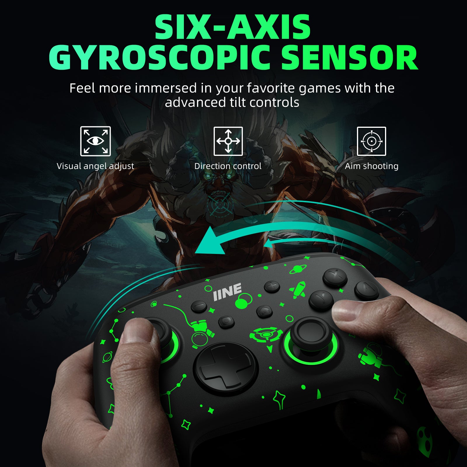 IINE Wireless Controller Wake Up Support NFC Amiibo Compatible Nintendo Switch/Switch OLED/PC Steam