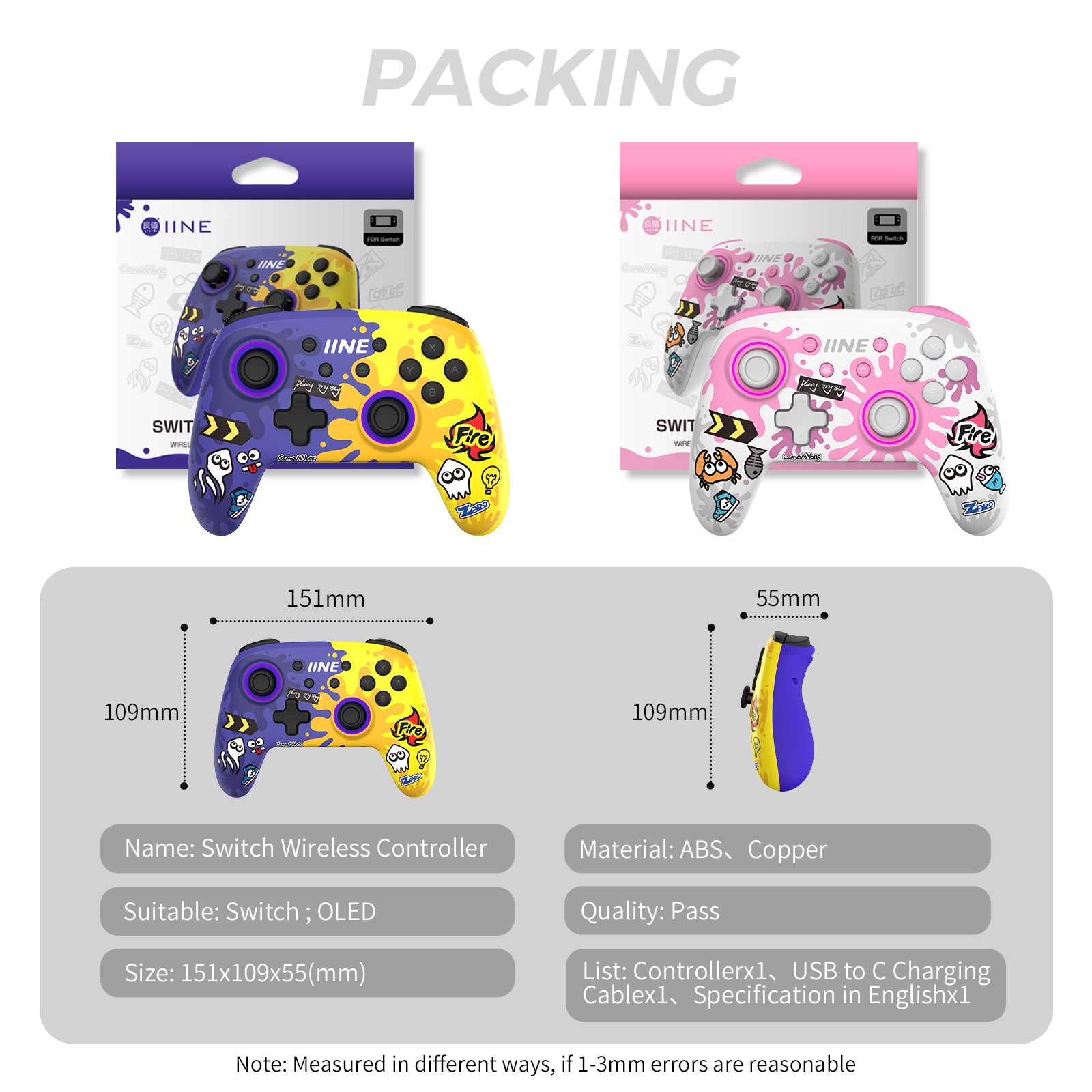 IINE Nintendo Switch Splatoon Wireless Controller