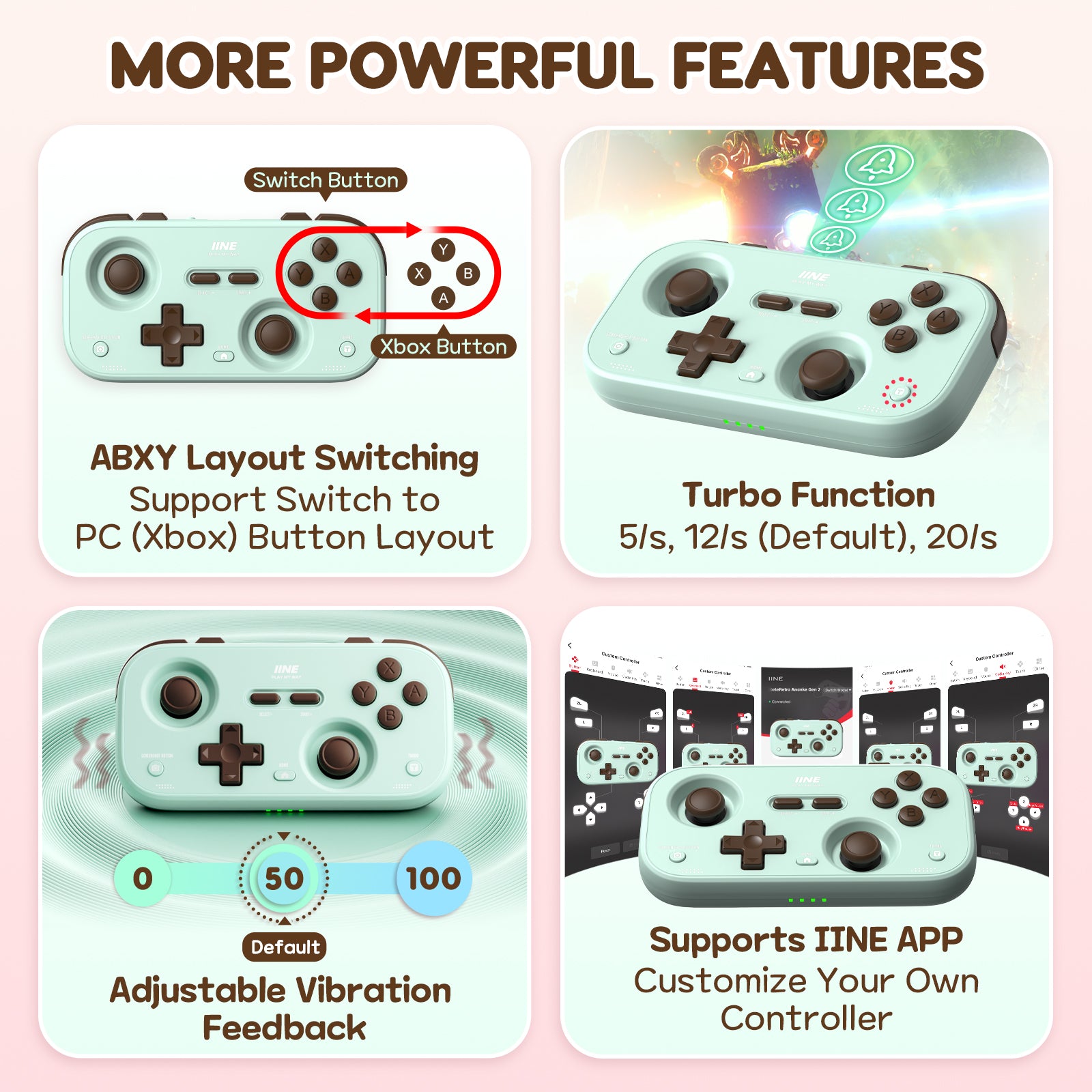 IINE Retro Pocket Controller for Switch 2/ Switch /Hall Effect Joystick Bluetooth Wireless Gamepad Turbo Vibration Portable Controller for PC Phone Steam Deck